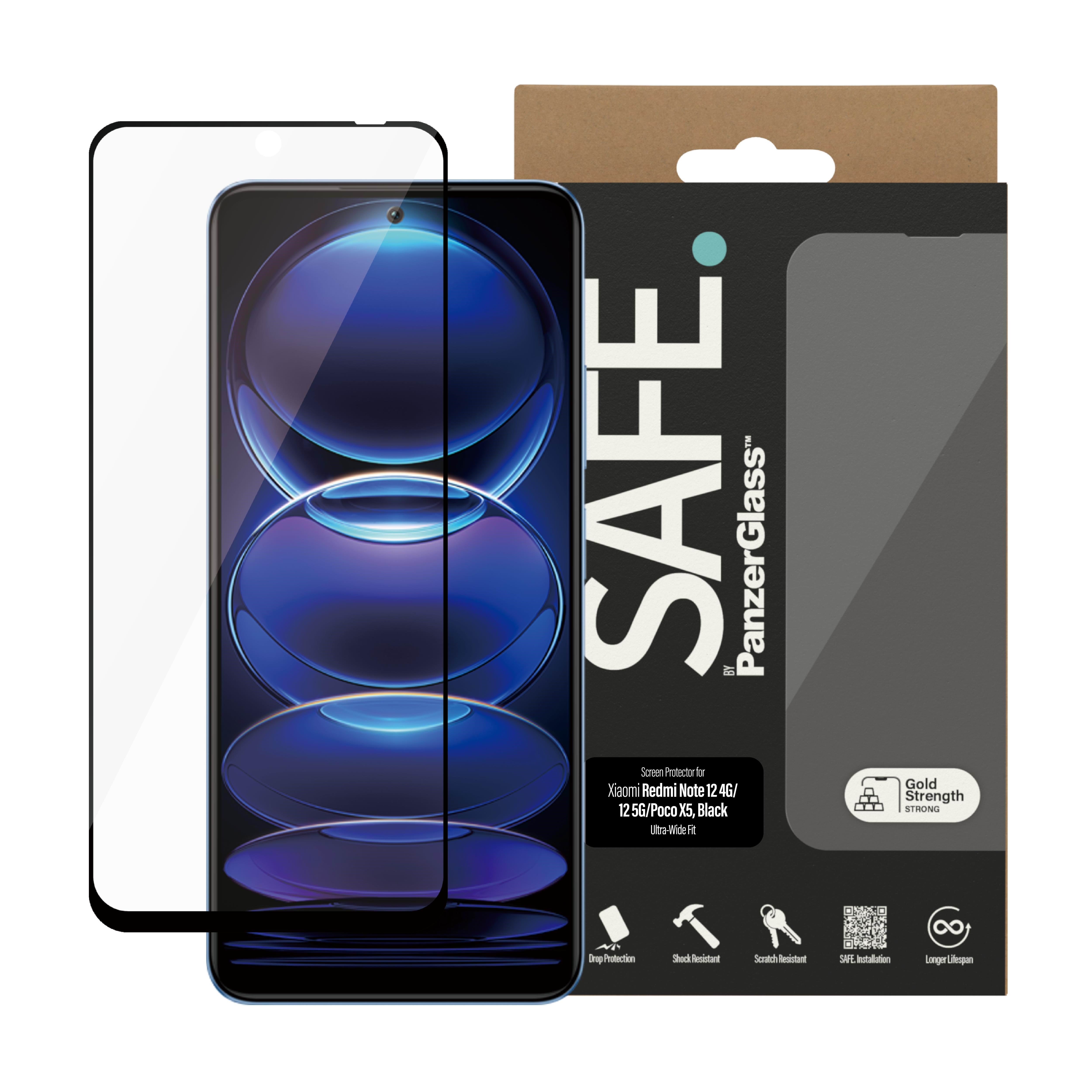 Safe by Panzerglass Screen Protector Xiaomi Redmi Note 12 5G | 12 4G | Poco X5 | Ultra-wide Fit - Handys Schutzfolie