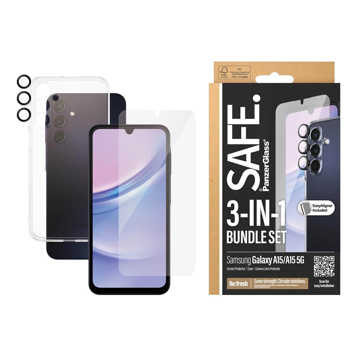 Safe by Panzerglass 3-in-1 Protection Pack Samsung Galaxy A15 | A15 5G - Handys Schutzfolie Bsafe95679