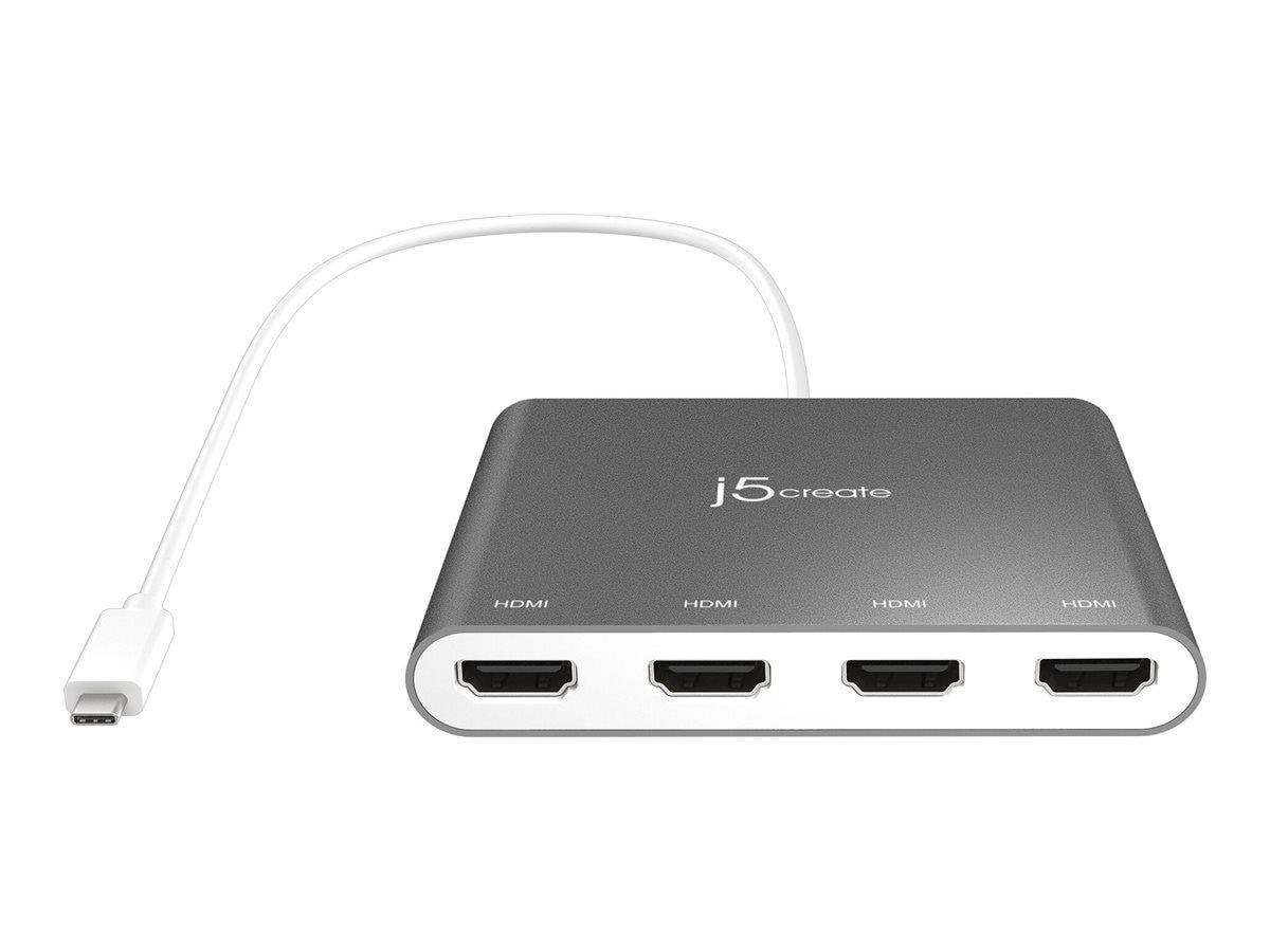J5create Usb-c to 4-port Hdmi Multi Monitor Adapter - Display Kabel Silber Jca366-n