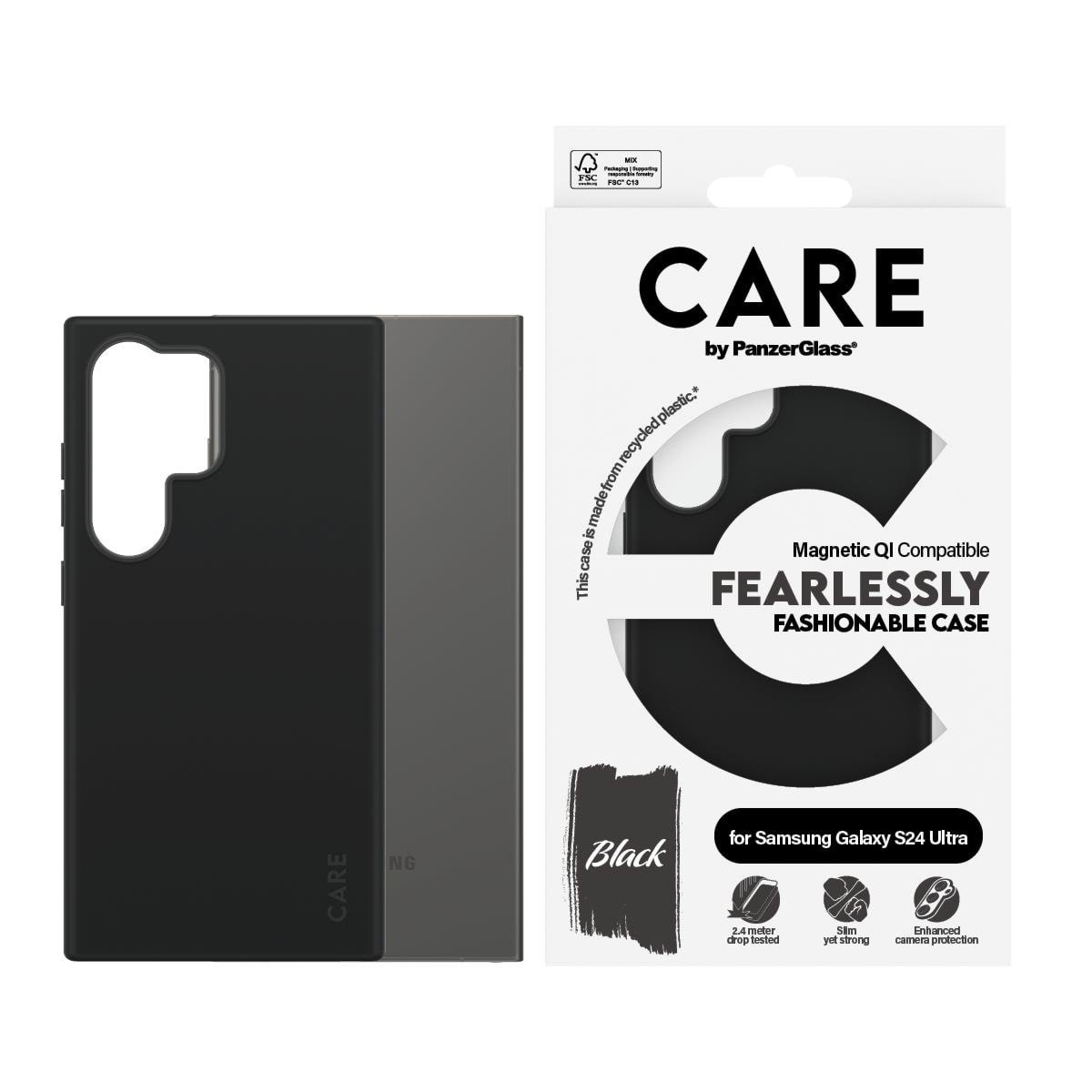 Care by Panzerglass Fashionable Case Black w. QI Compatible Samsung Galaxy S24 Ultra - Handys Cover Cases Panzer1168