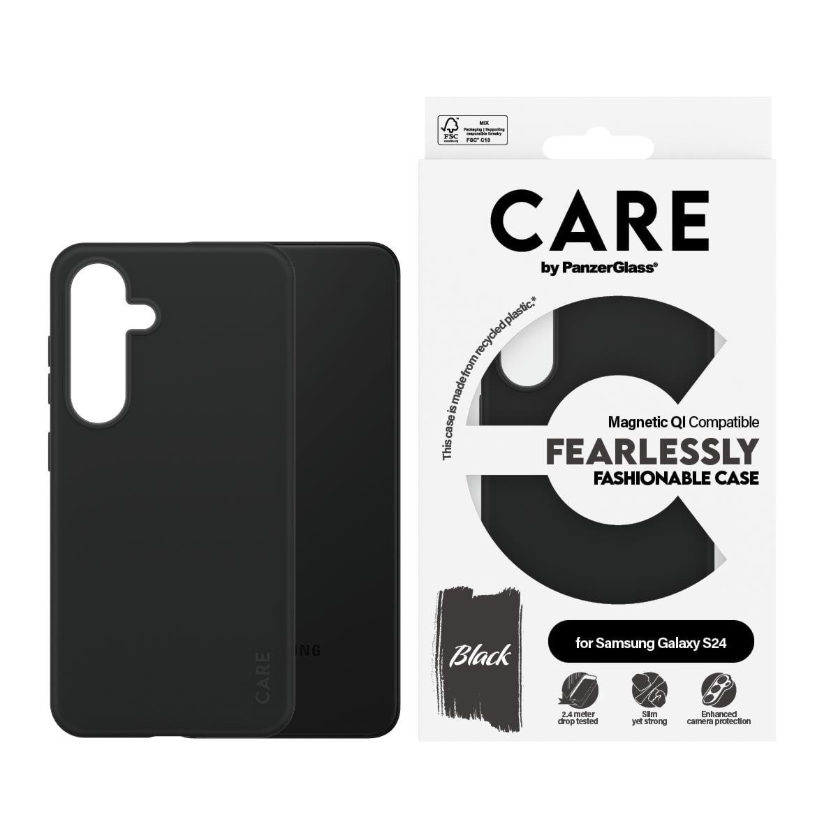 Care by Panzerglass Fashionable Case Black w. QI Compatible Samsung Galaxy S24 - Handys Cover Cases