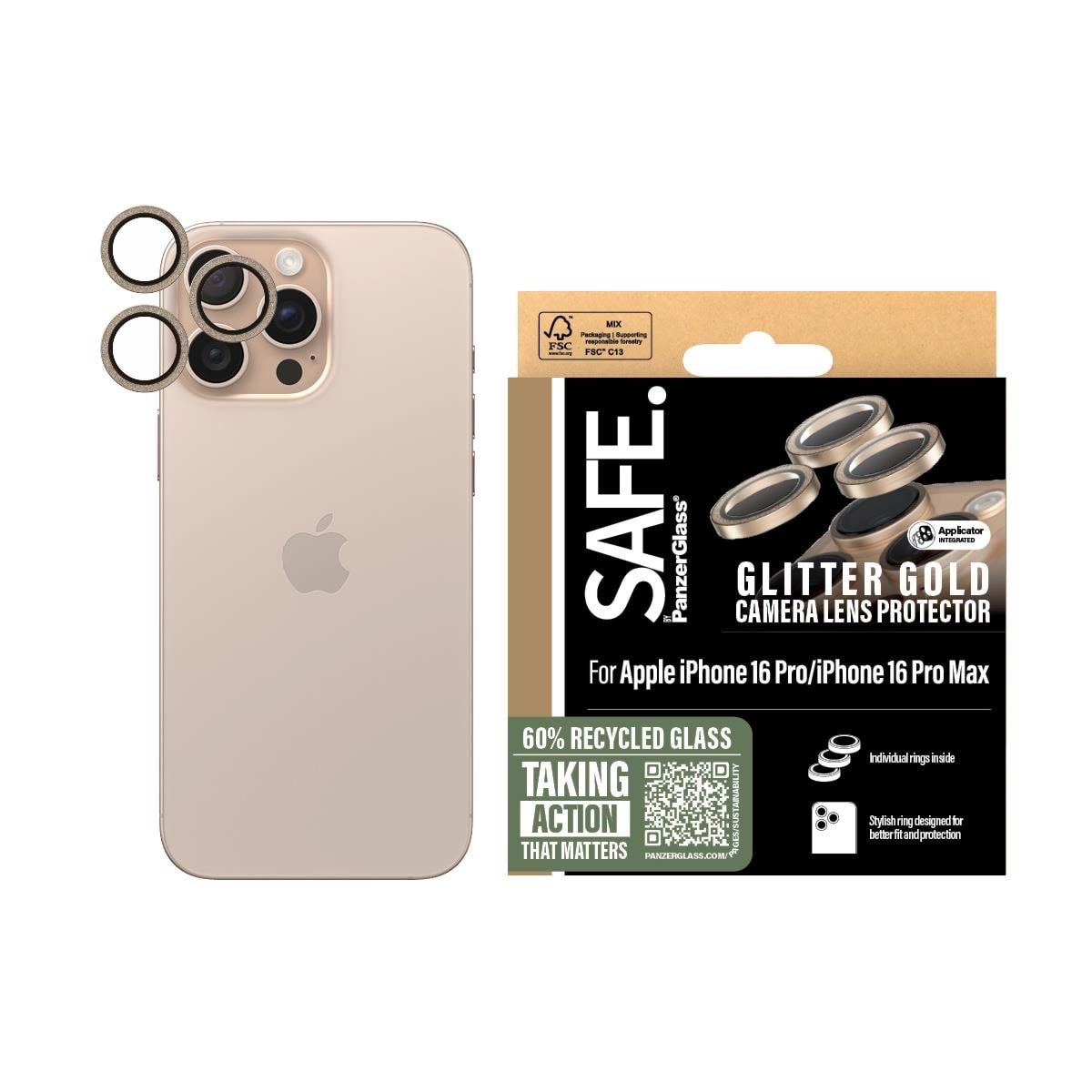 Safe by Panzerglass Camera Lens Protector Glitter Gold Iphone 16 Pro | 16 Pro Max - Handys Schutzfolie