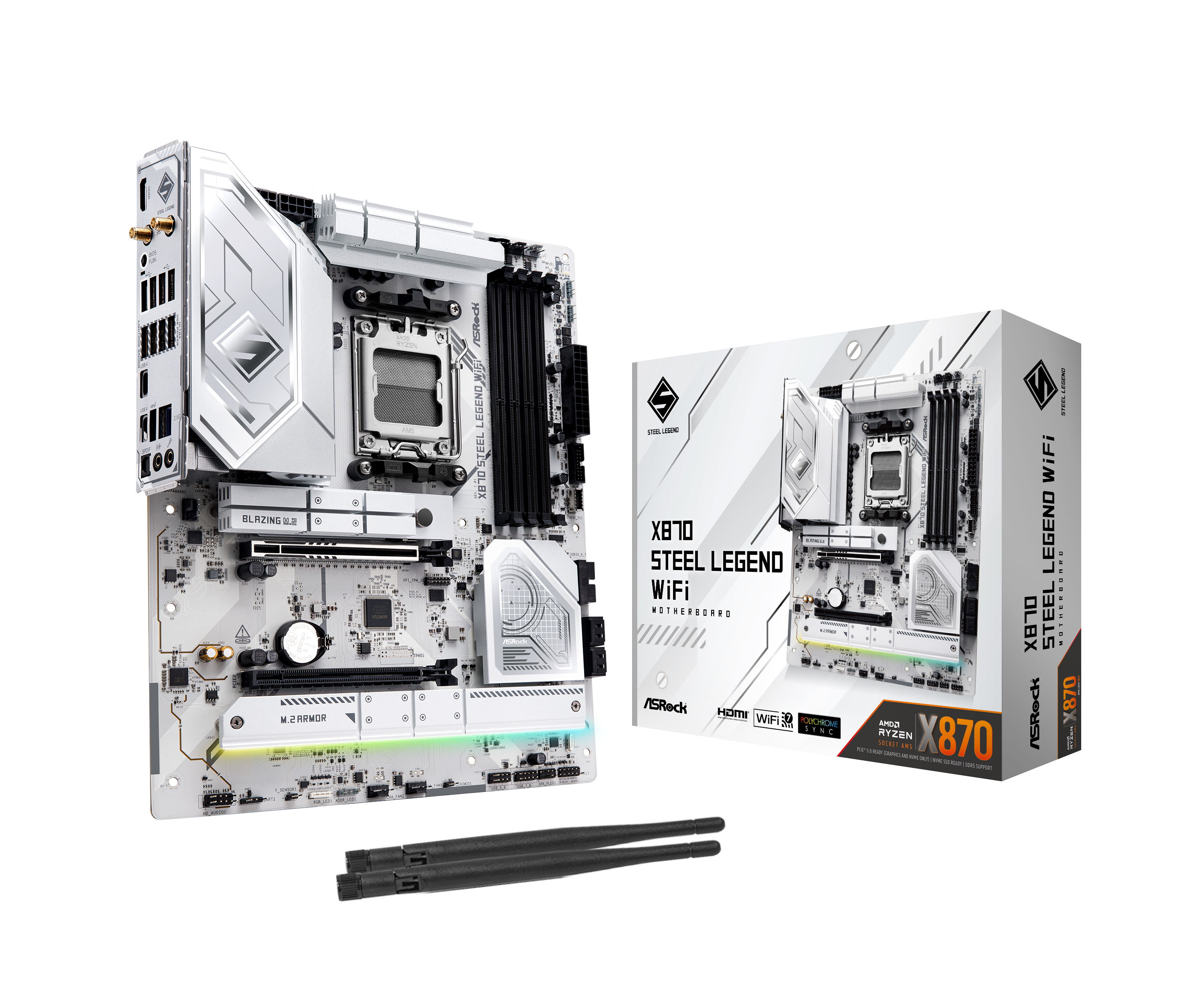 Asrock X870 Steel Legend Wifi Mainboard - Amd X870 - Amd Am5 - Ddr5 Ram - Atx 90-mxbpj0-a0uayz