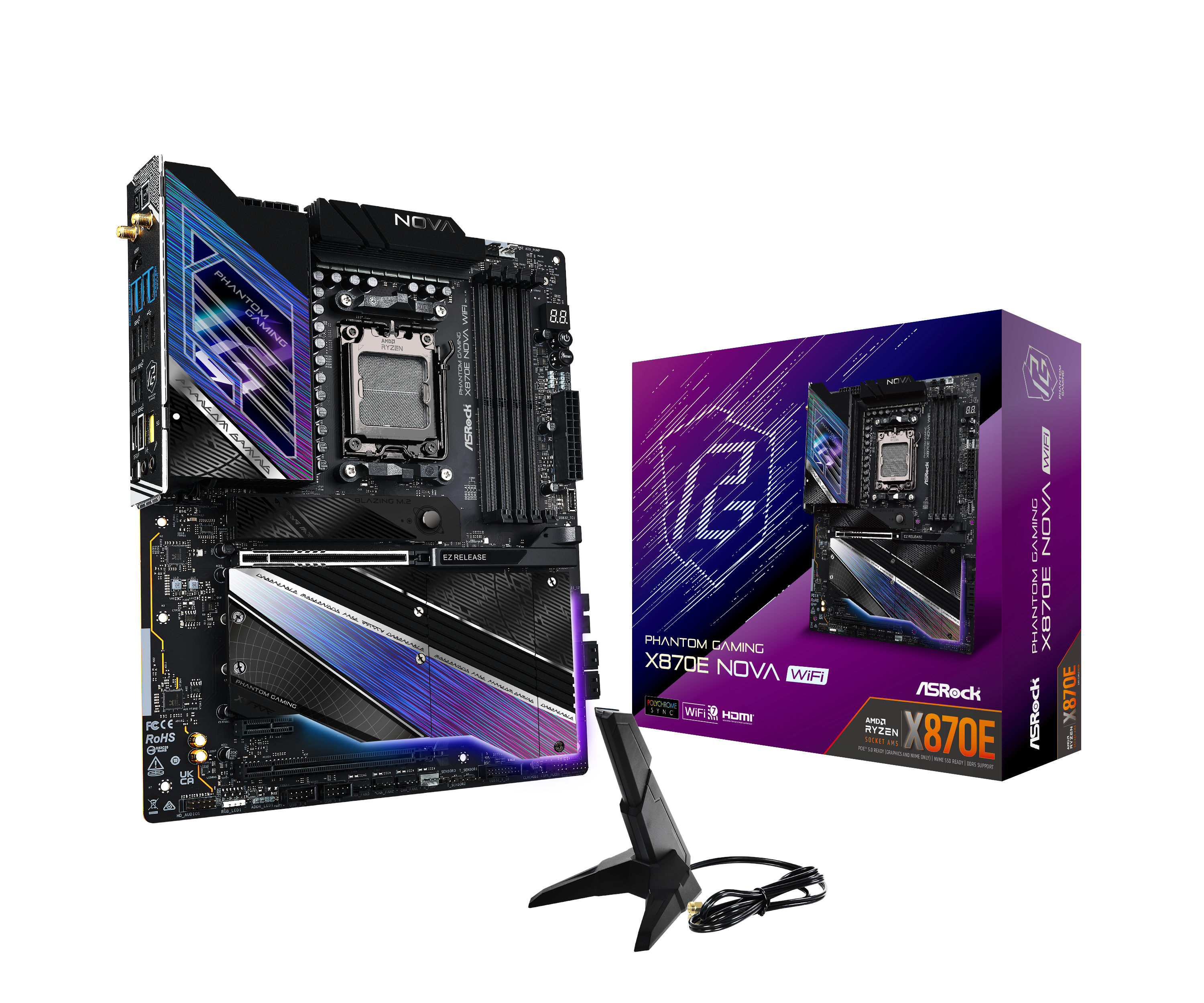 Asrock X870e Nova Wifi Mainboard - Amd X870e - Amd Am5 - Ddr5 Ram - Atx