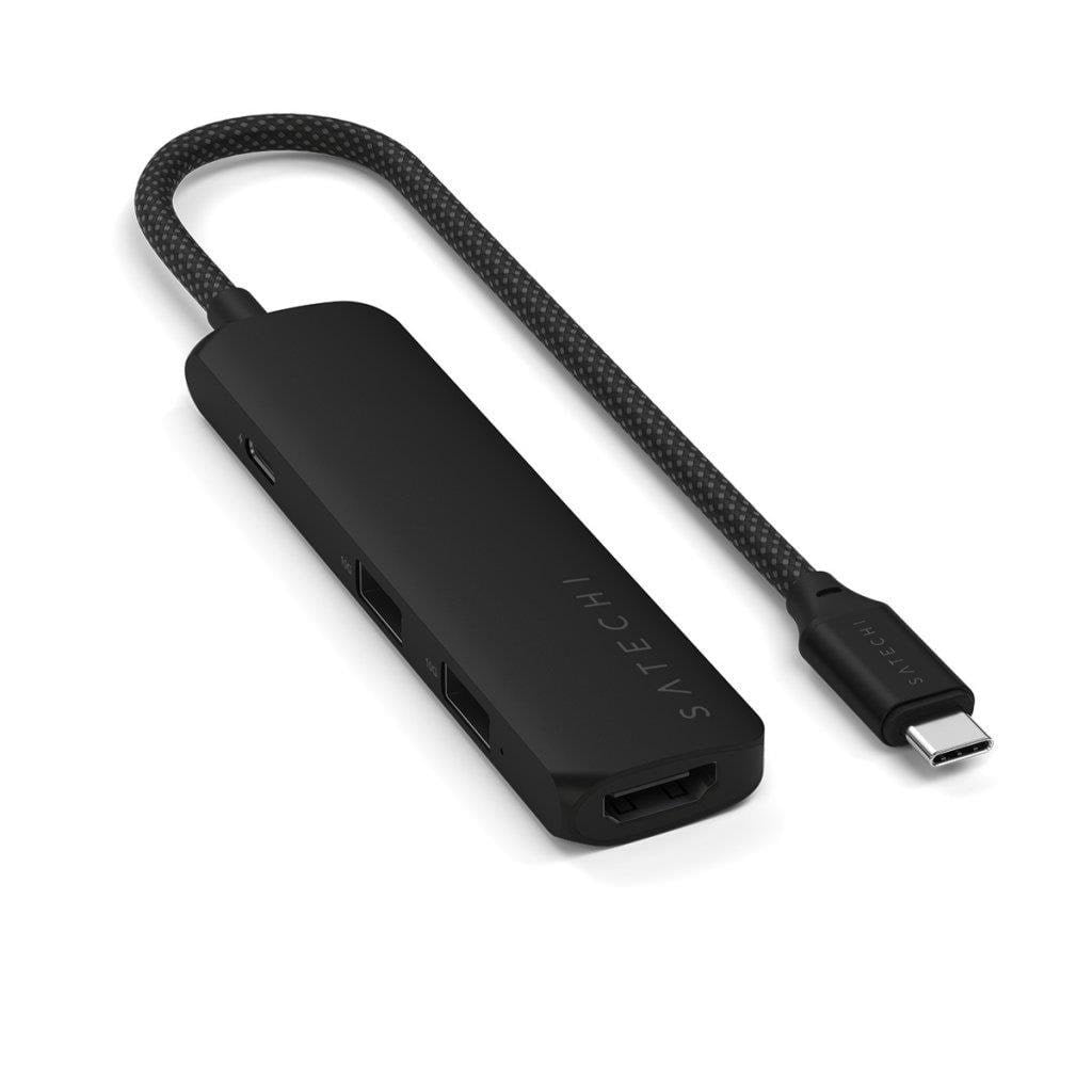 Satechi 4-in-1 Usb-c Slim Multiport Adapter 4K - Black - Dockingstationen