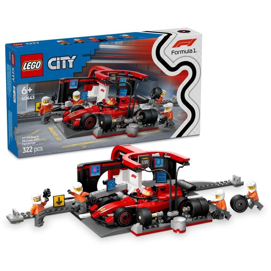 Lego City 60443 F1 Boxenstopp Mit Boxencrew Und Ferrari Flitzer