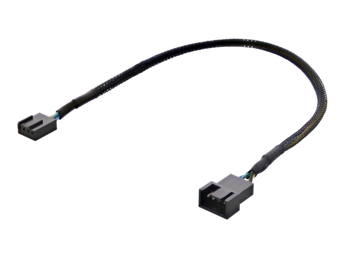 Deltaco - Fan Power Extension Cable - 4 Pin Fan Connector to 4 Pin Fan Connector - 30 cm - Stromkabel Extern Schwarz Ssi-64