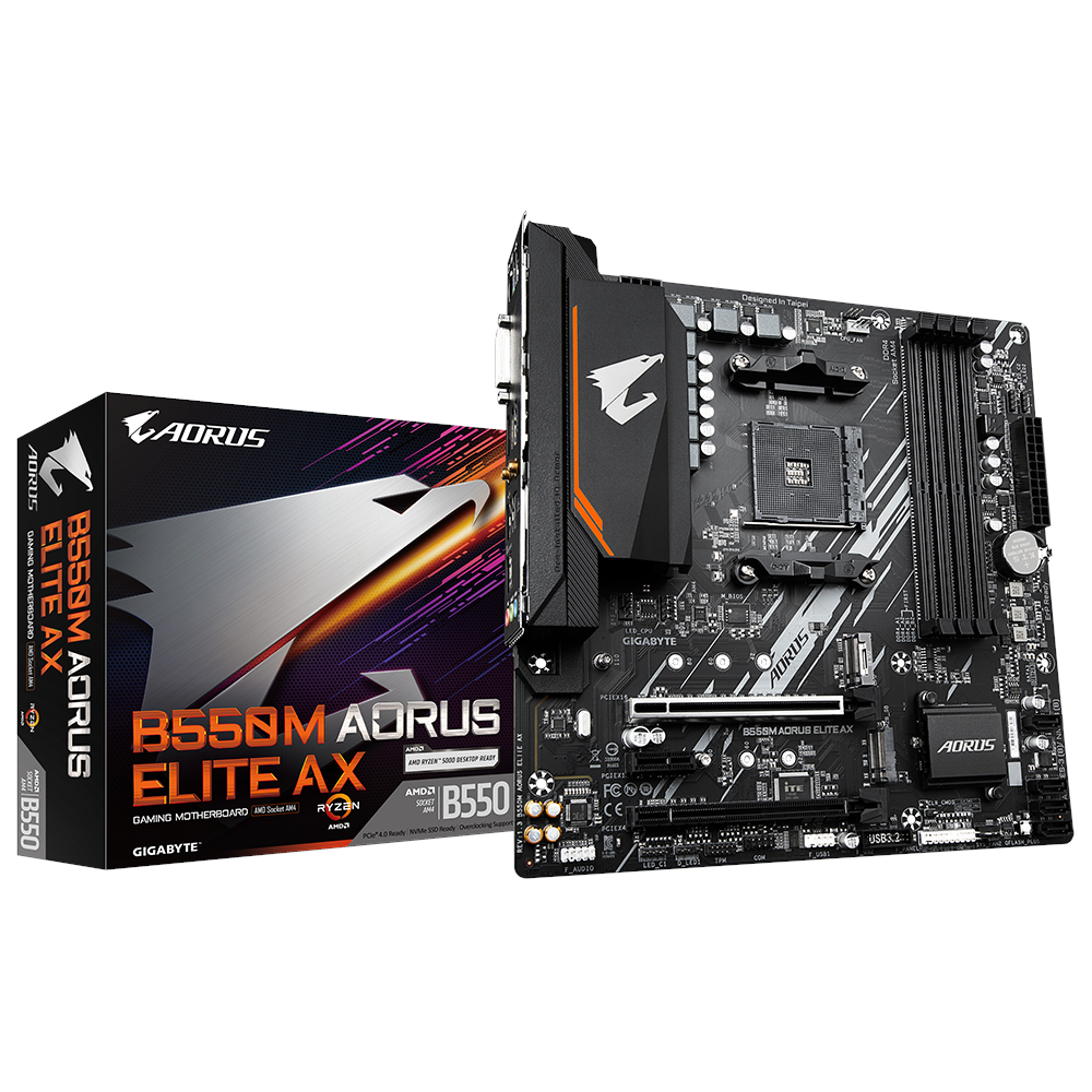 Gigabyte B550m Aorus Elite AX Mainboard - Amd B550 - Amd Am4 - Ddr4 Ram - Micro-atx