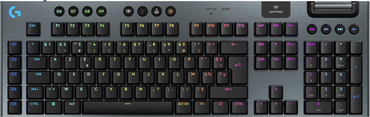 Logitech G915 X Lightspeed - Tactile - Full-size - Gaming Tastatur - Full-size - Französisch - Schwarz - Tastaturen 920-012672