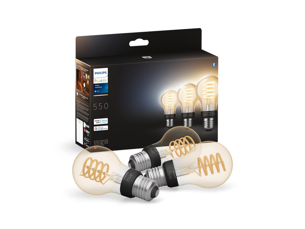 Philips Hue White Ambiance Filament A60 E27 Standard - 3-pack - Smart Home 929002477504