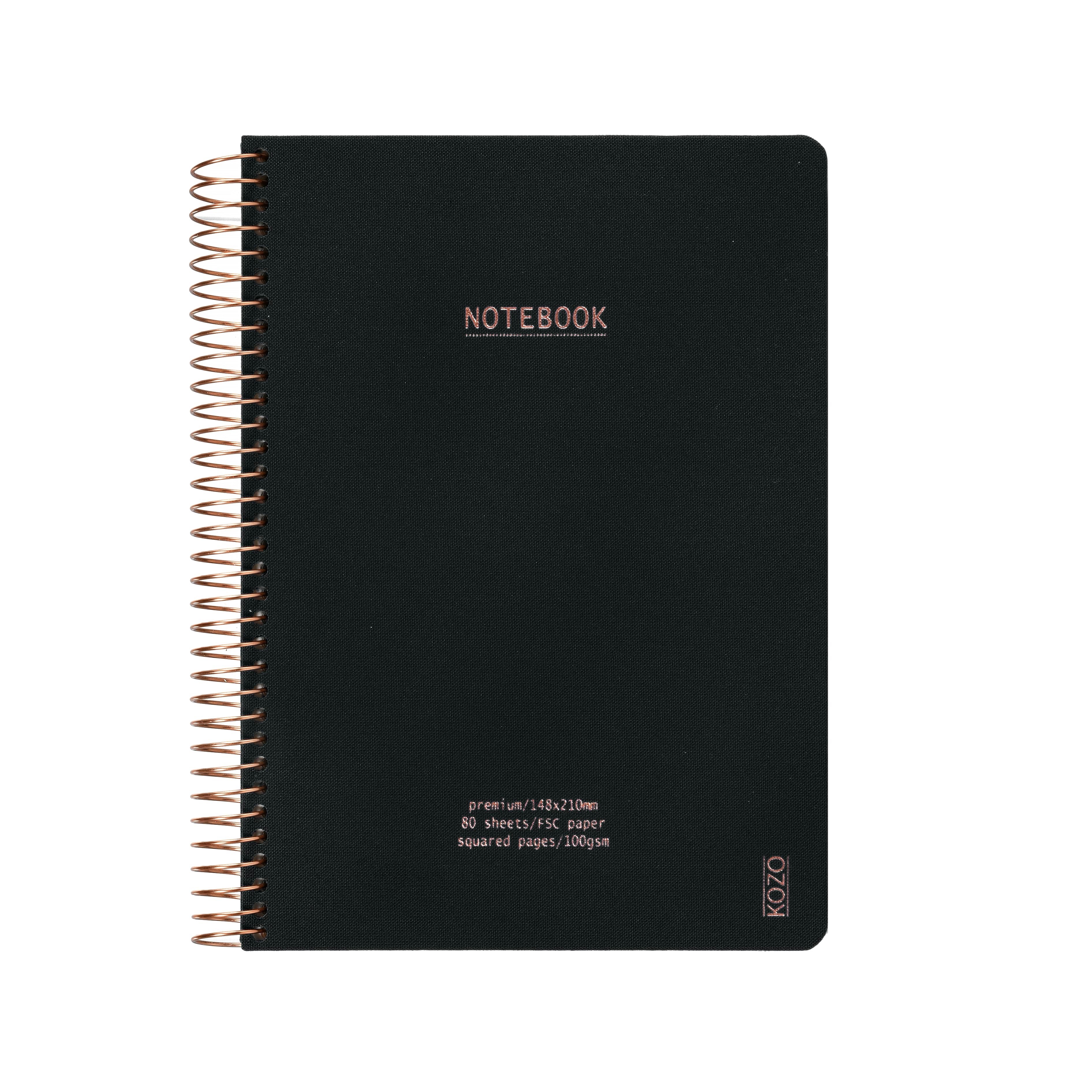 Kozo Squared Notebook A5 Premium Black - Bloecke Formulare Und Notizbuecher