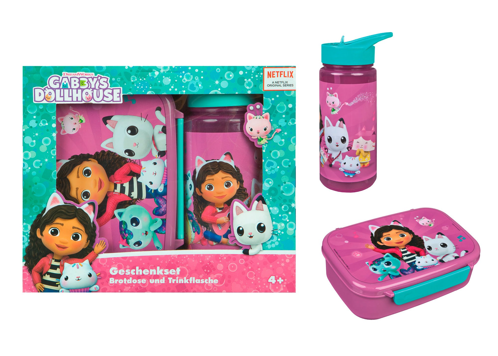 Gabby's Dollhouse Gabby's Dollhuse - Lunch Box & Bottle Set - Schul Zubehoer Gaby9864