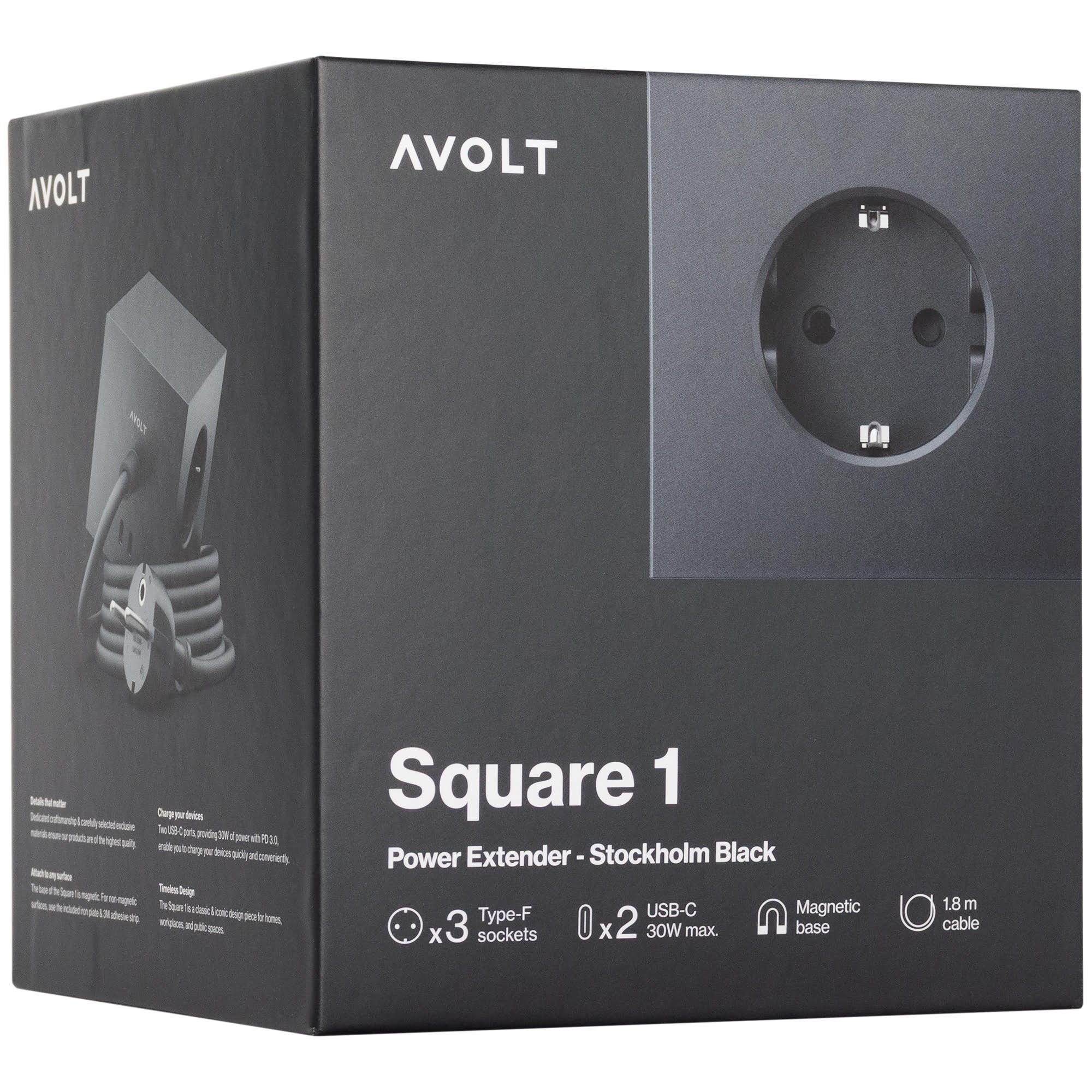 Avolt Square 1 With 30w Dual Usbc & Magnetic Base 1.8m Stockholm Black - Schaltereinheiten