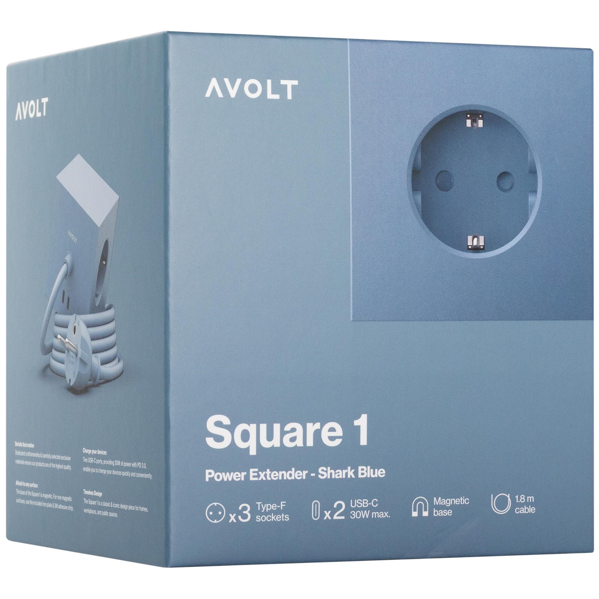 Avolt Square 1 With 30w Dual Usbc & Magnetic Base 1.8m Shark Blue - Schaltereinheiten Sq1-eufc20-18shb