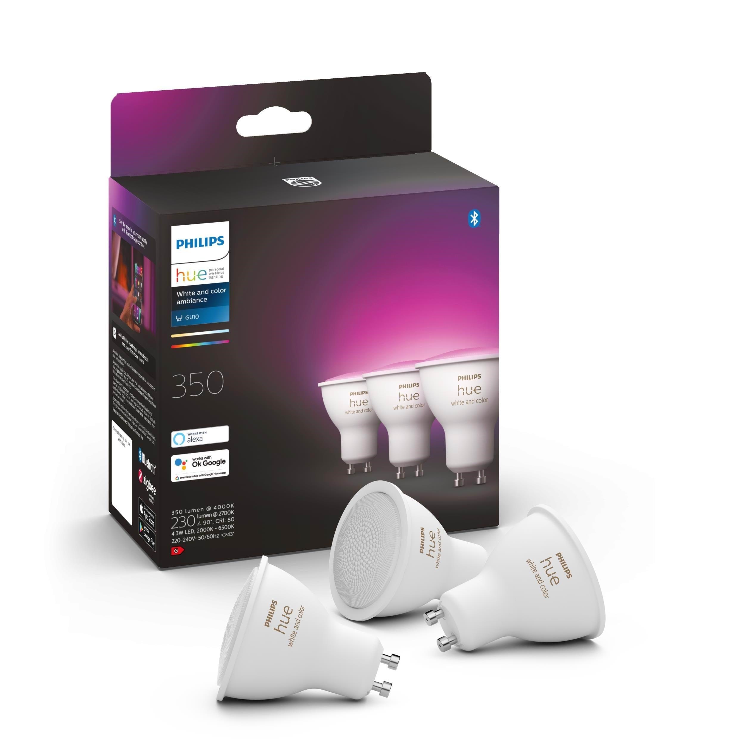 Philips Hue Color Gu10 Spotlight - 3-pack - Smart Home 929003666503