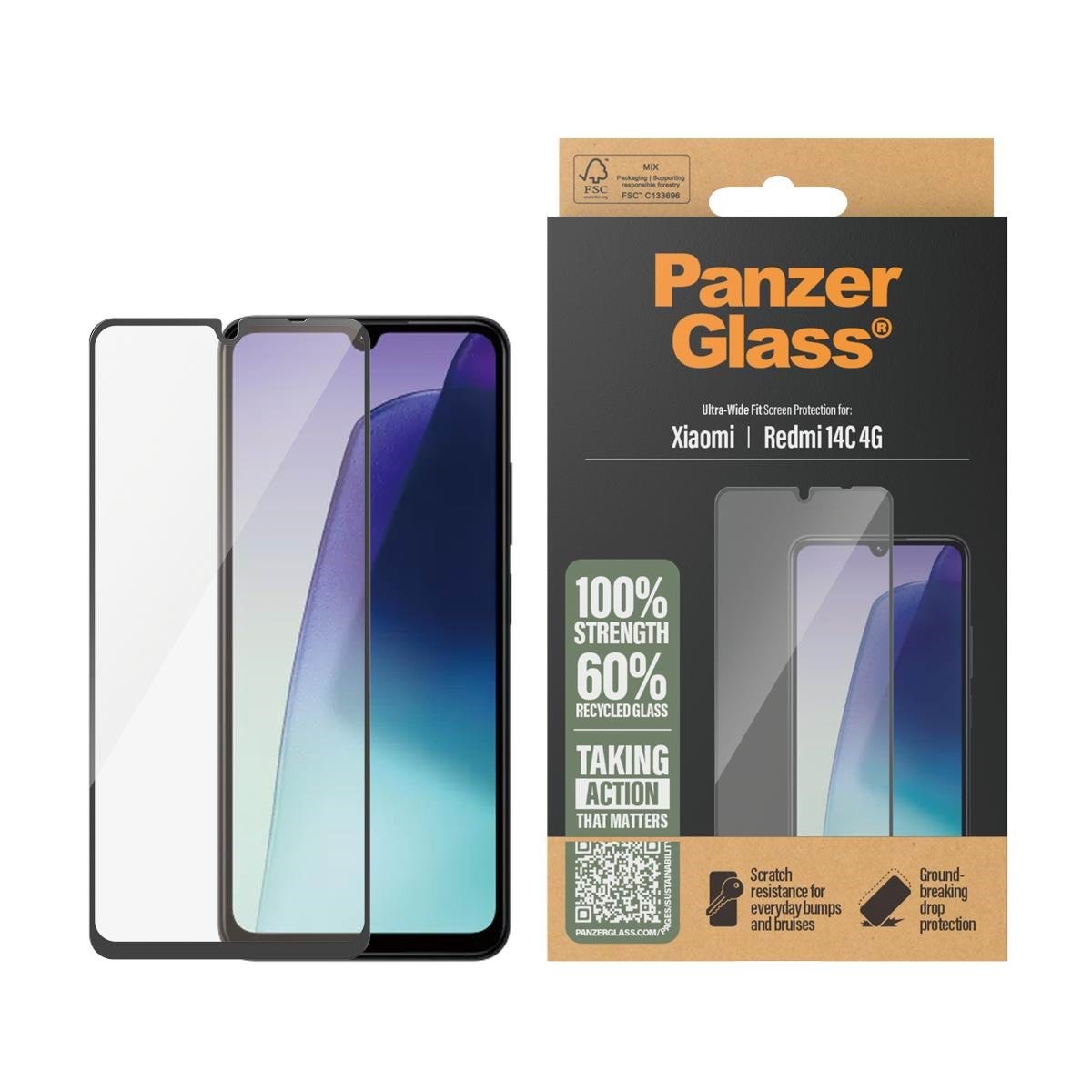 Panzerglass Screen Protector Xiaomi Redmi 14c | Ultra-wide Fit - Handys Schutzfolie Pgrnuwfg58421