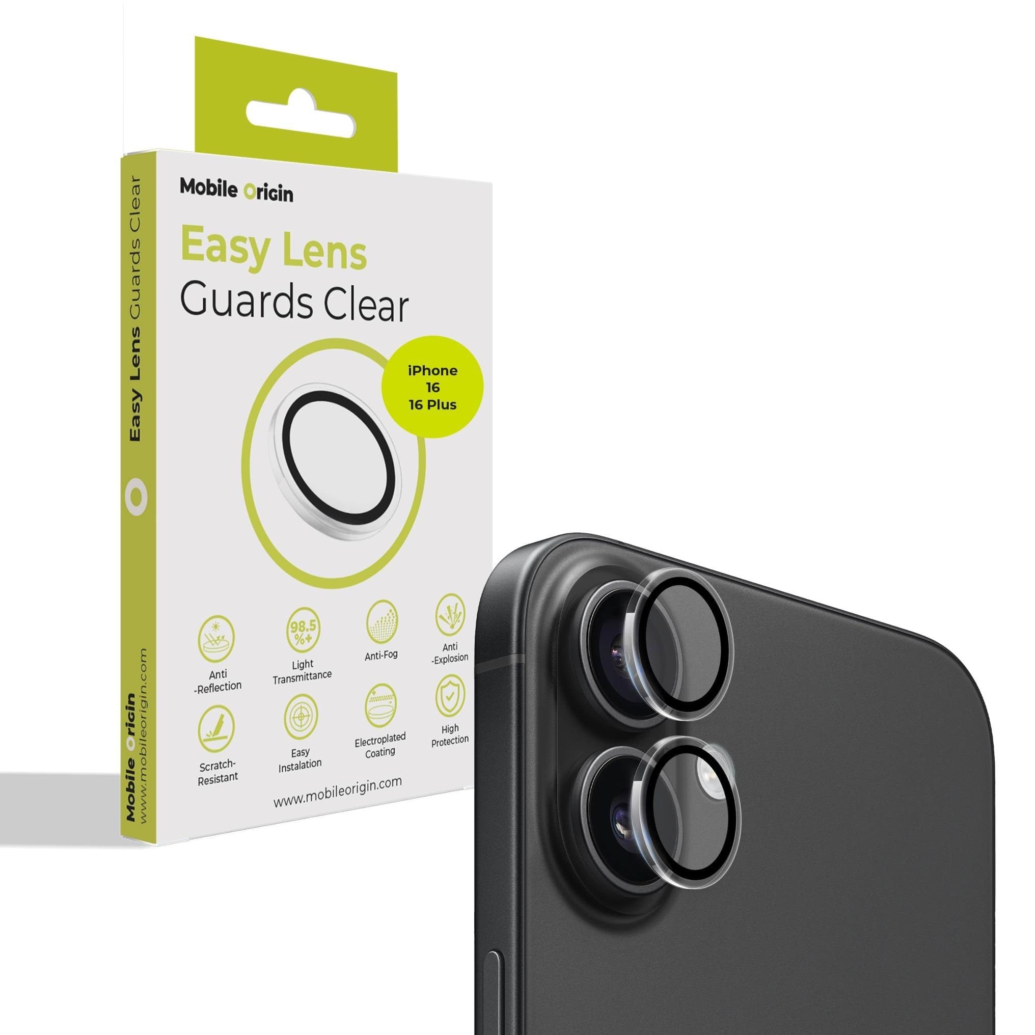 Mobile Origin Easy Lens Guards - Clear - Iphone 16/16 Plus - Handys Anderes Zubehoer