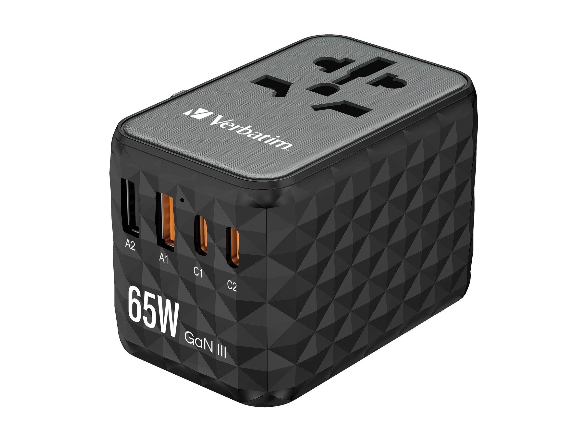 Verbatim Uta-05 Gan Iii Universal Travel Adapter 65w - 2x Usb-c 2x Usb-a - Handys Adapter Und Ladegeraete 32120