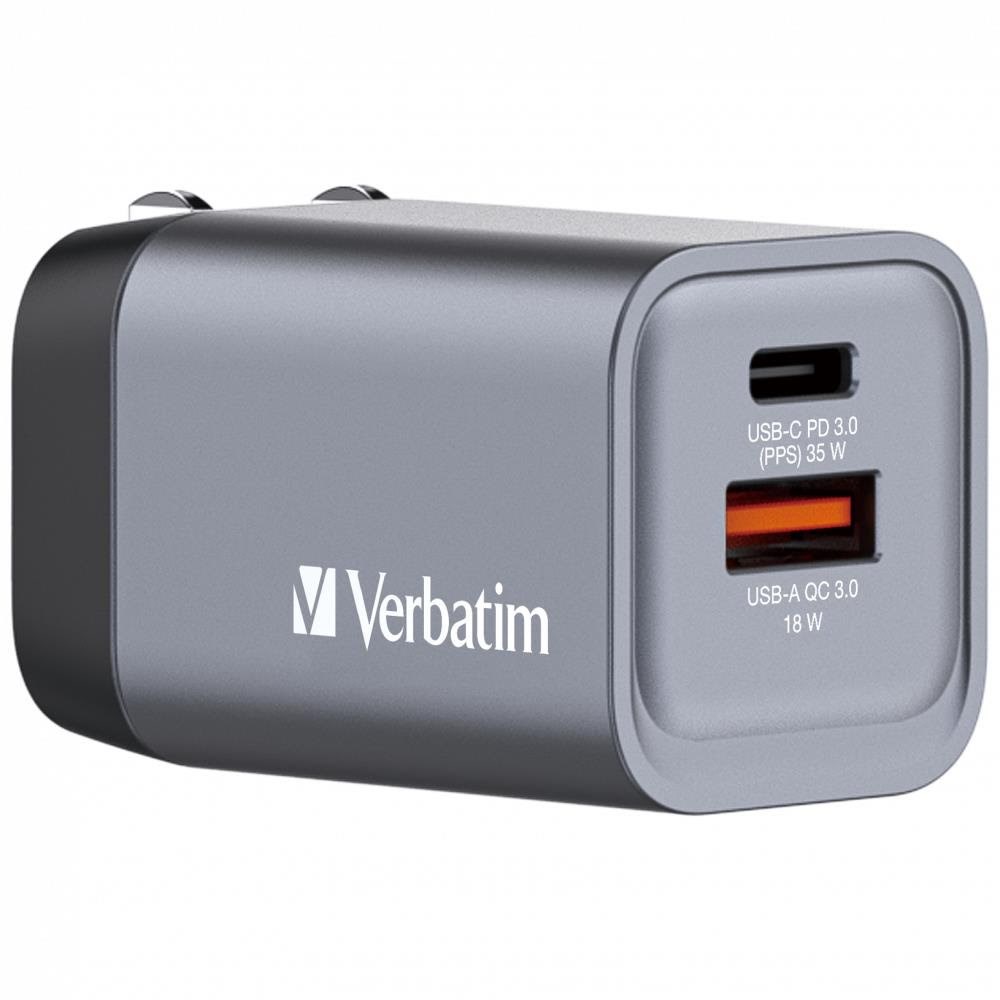 Verbatim Power Adapter - Gan - 24 Pin Usb-c Usb - 35 Watt - Handys Adapter Und Ladegeraete 32200