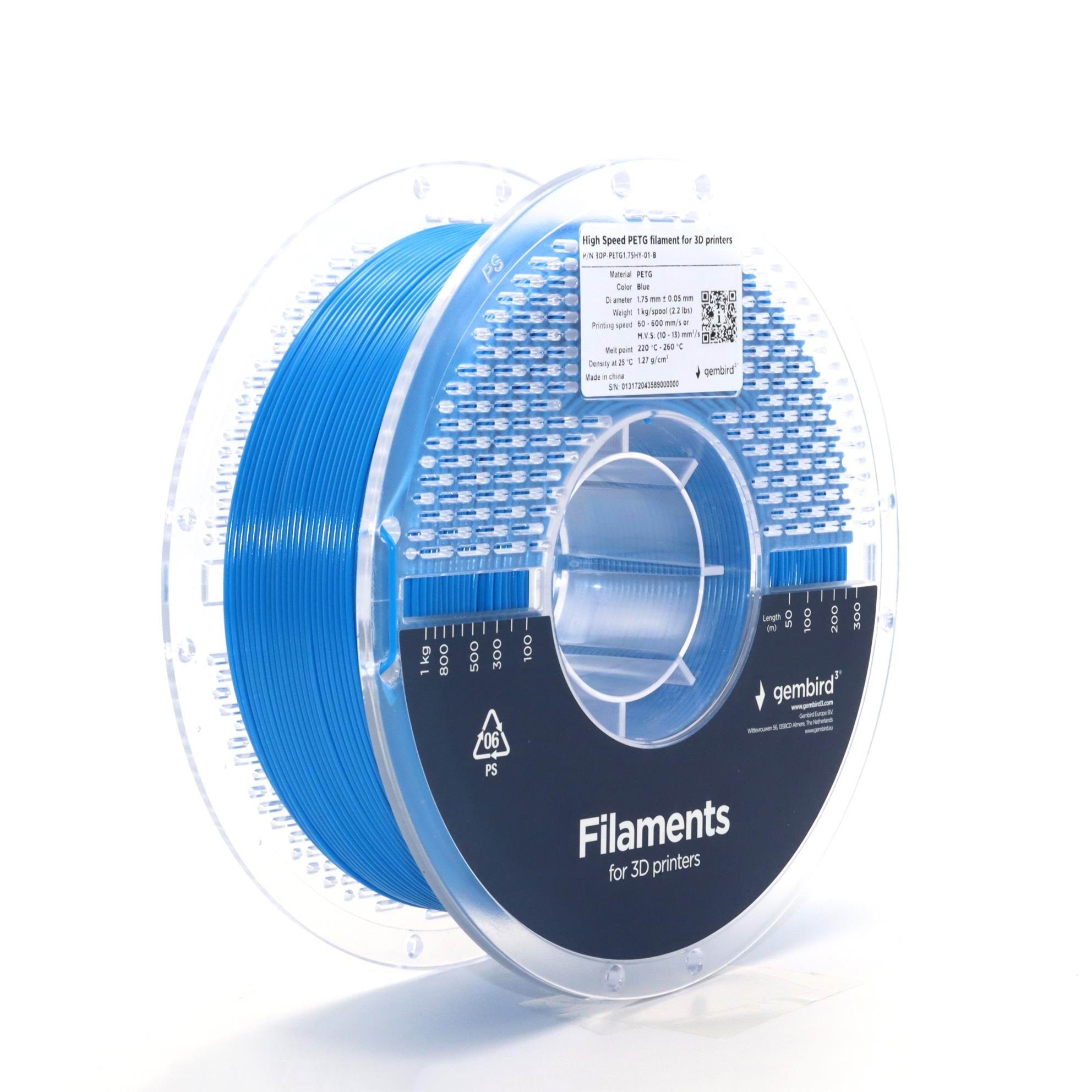 Gembird High Speed Petg (Pet, Pett) - Blue - 1.75mm ø - 1 kg - Filament 3D Drucker 3dp-petg1.75hy-01-b