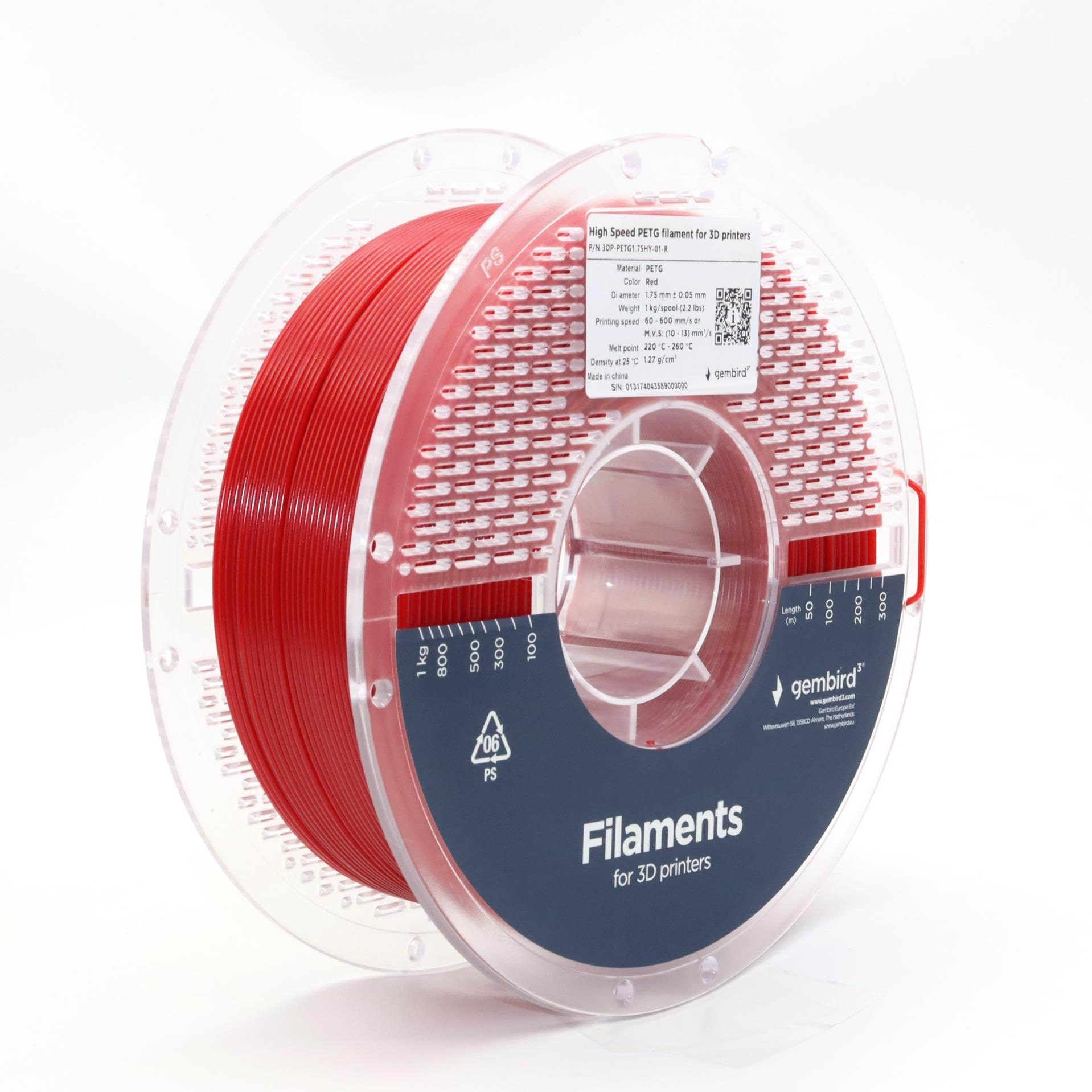 Gembird High Speed Petg (Pet, Pett) - Rot - 1.75mm ø - 1 kg - Filament 3D Drucker