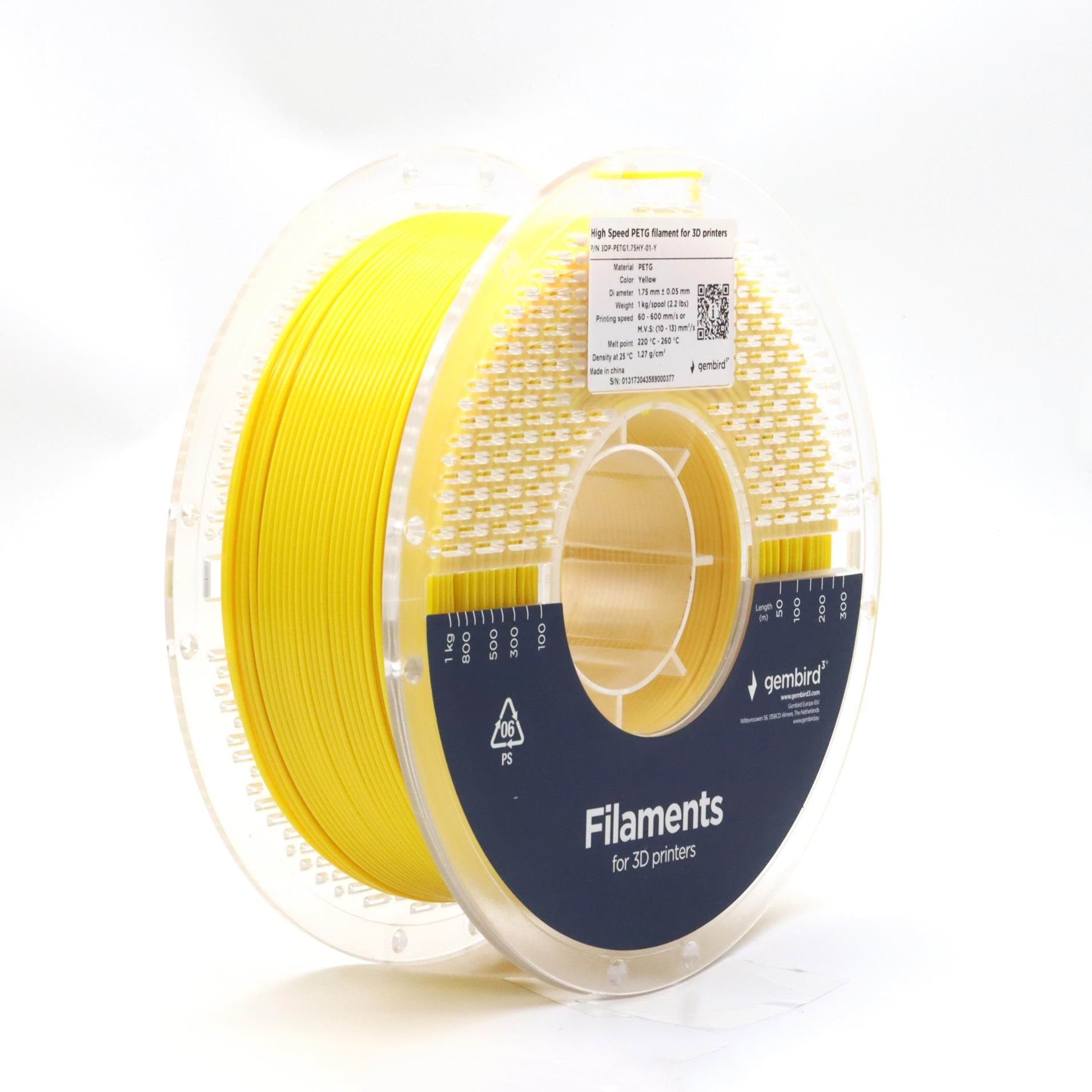 Gembird High Speed Petg (Pet, Pett) - Yellow - 1.75mm ø - 1 kg - Filament 3D Drucker
