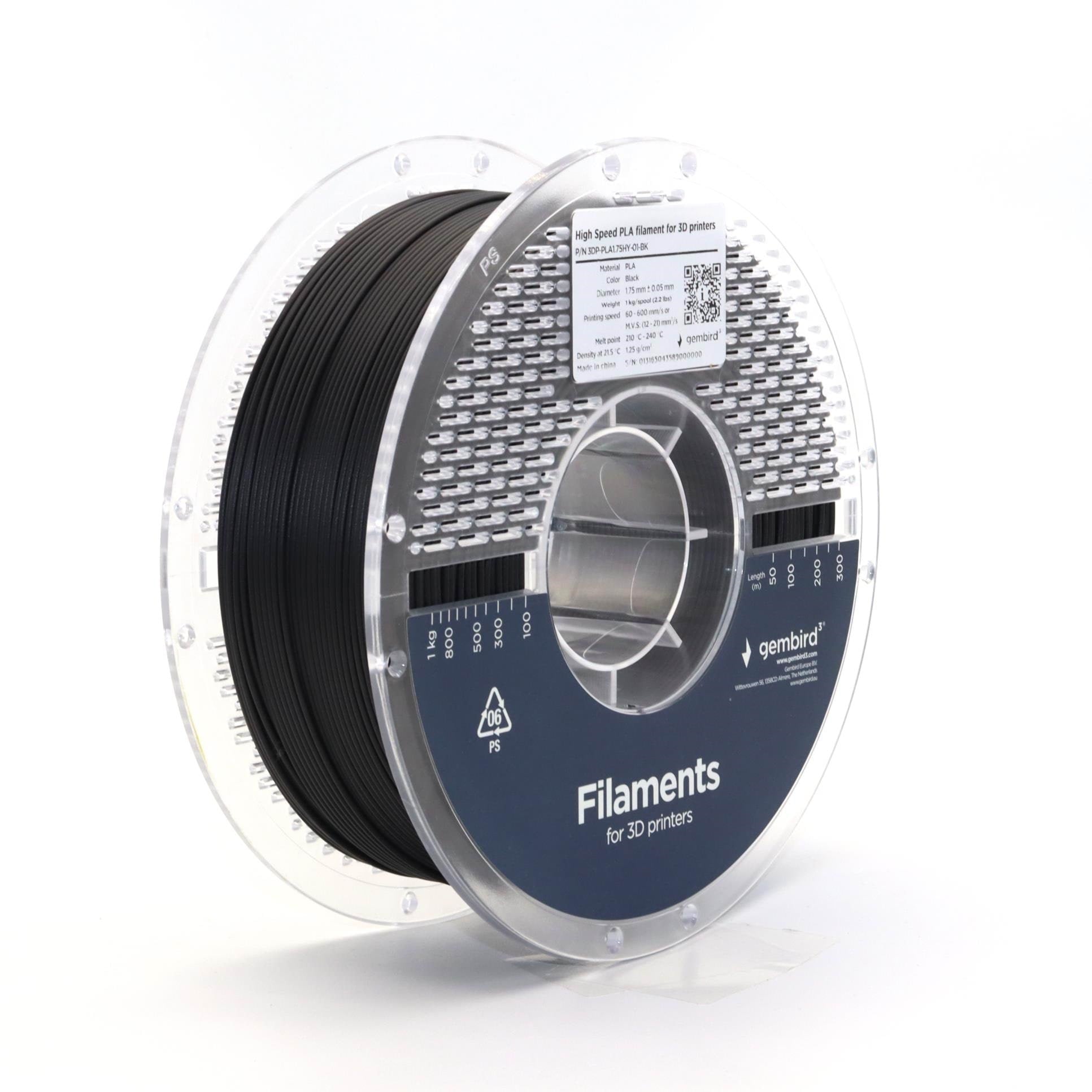 Gembird High Speed Pla Filament - Schwarz - 1.75mm ø - 1 kg - Filament 3D Drucker
