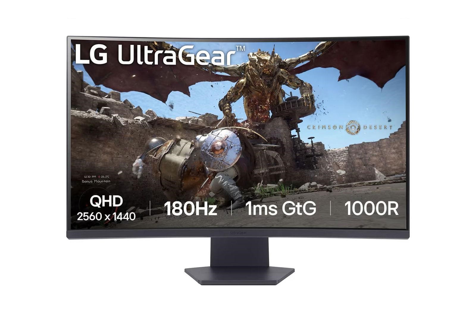 32" LG 32gs60qc-b - 2560x1440 (Qhd) - 180hz - VA - Bildschirm Grey