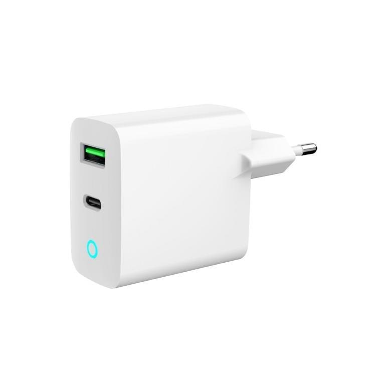 Gembird Universal Usb Charger With Led QC 3.0 & PD 20w 2-port - White - Handys Adapter Und Ladegeraete Ta-uc-pdqc20l-w-01