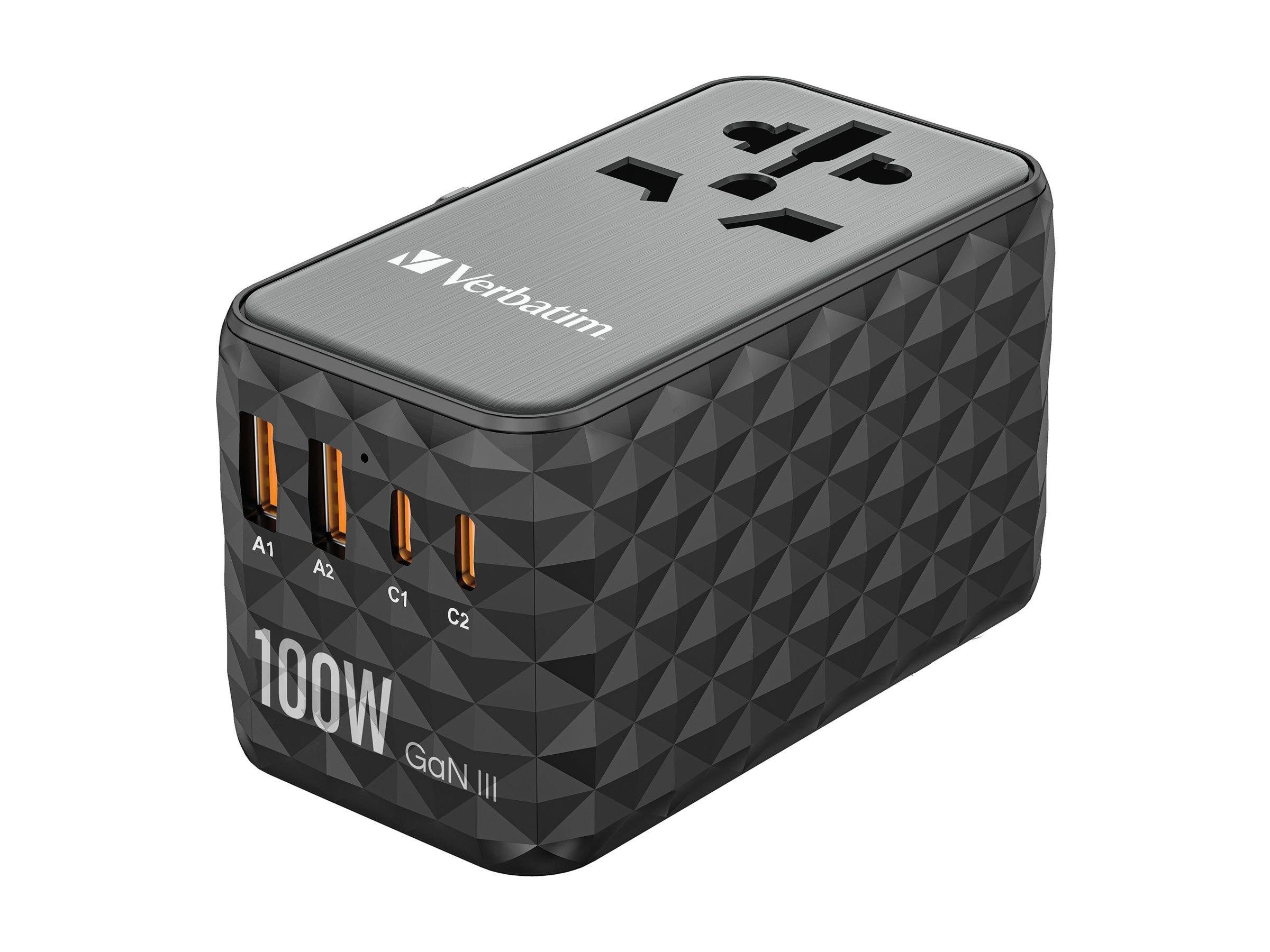 Verbatim Uta-06 Power Adapter - Gan Iii Universal - 2 x Usb 2 x Usb-c - 100 Watt - Handys Adapter Und Ladegeraete 32121
