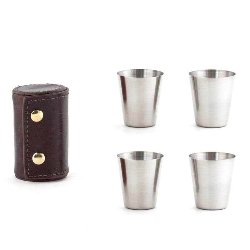 Kikkerland Shot Glasses With Leather Case - Gadget Ba59