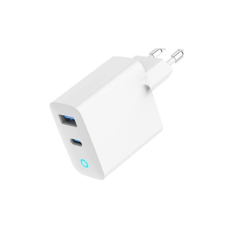 Gembird Universal Gan Usb Charger With Led QC 3.0 & PD 30w 2-port - White - Handys Adapter Und Ladegeraete