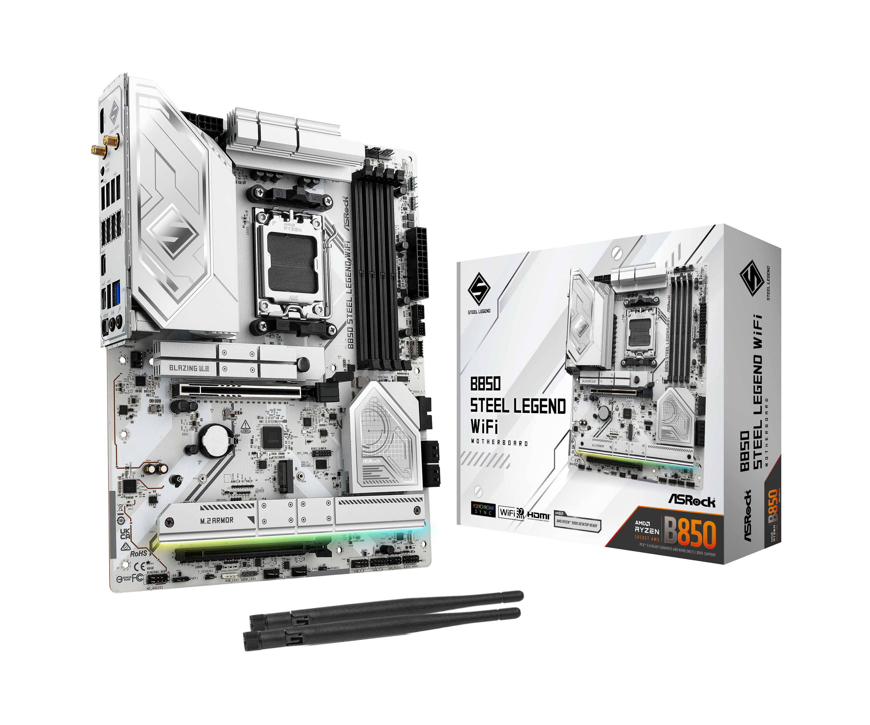 Asrock B850 Steel Legend Wifi Mainboard - Amd B850 - Amd Am5 - Ddr5 Ram - Atx 90-mxbqs0-a0uayz