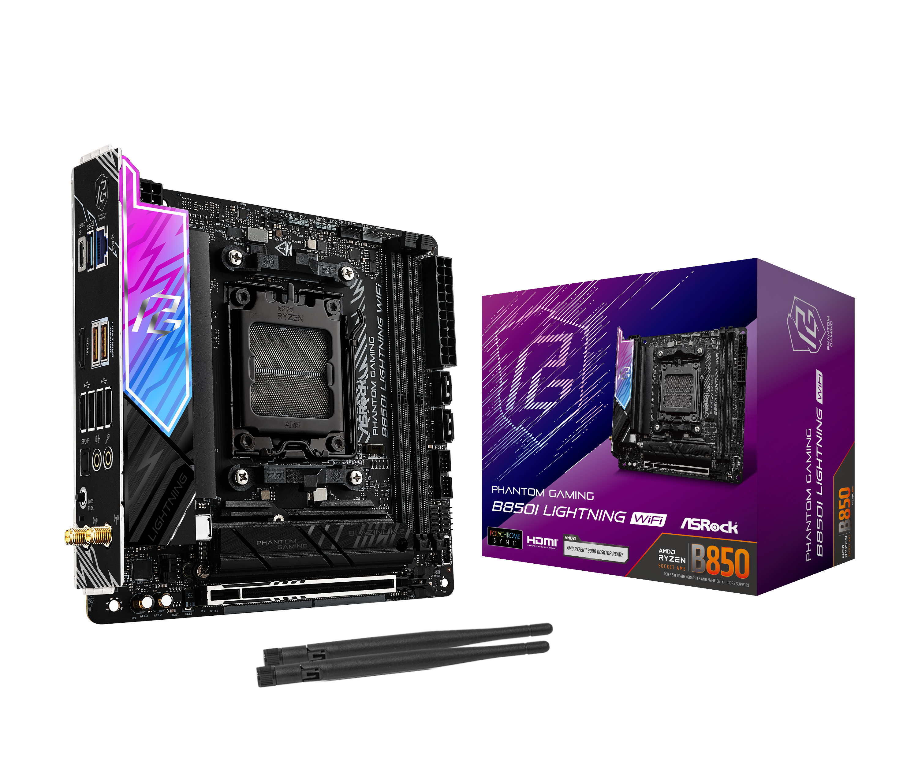Asrock B850i Lightning Wifi Mainboard - Amd B850 - Amd Am5 - Ddr5 Ram - Mini-itx