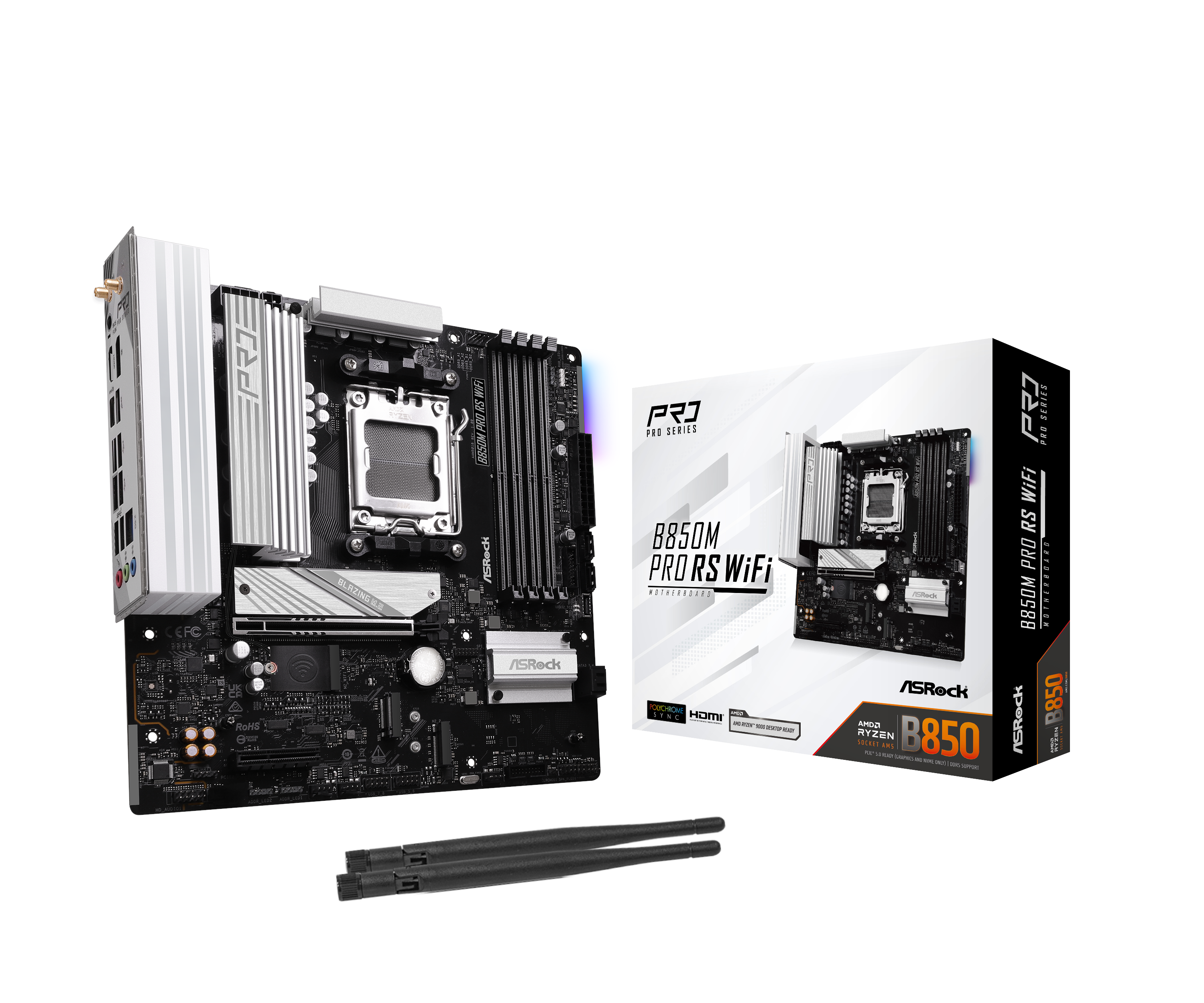 Asrock B850m Pro RS Wifi Mainboard - Amd B850 - Amd Am5 - Ddr5 Ram - Micro-atx