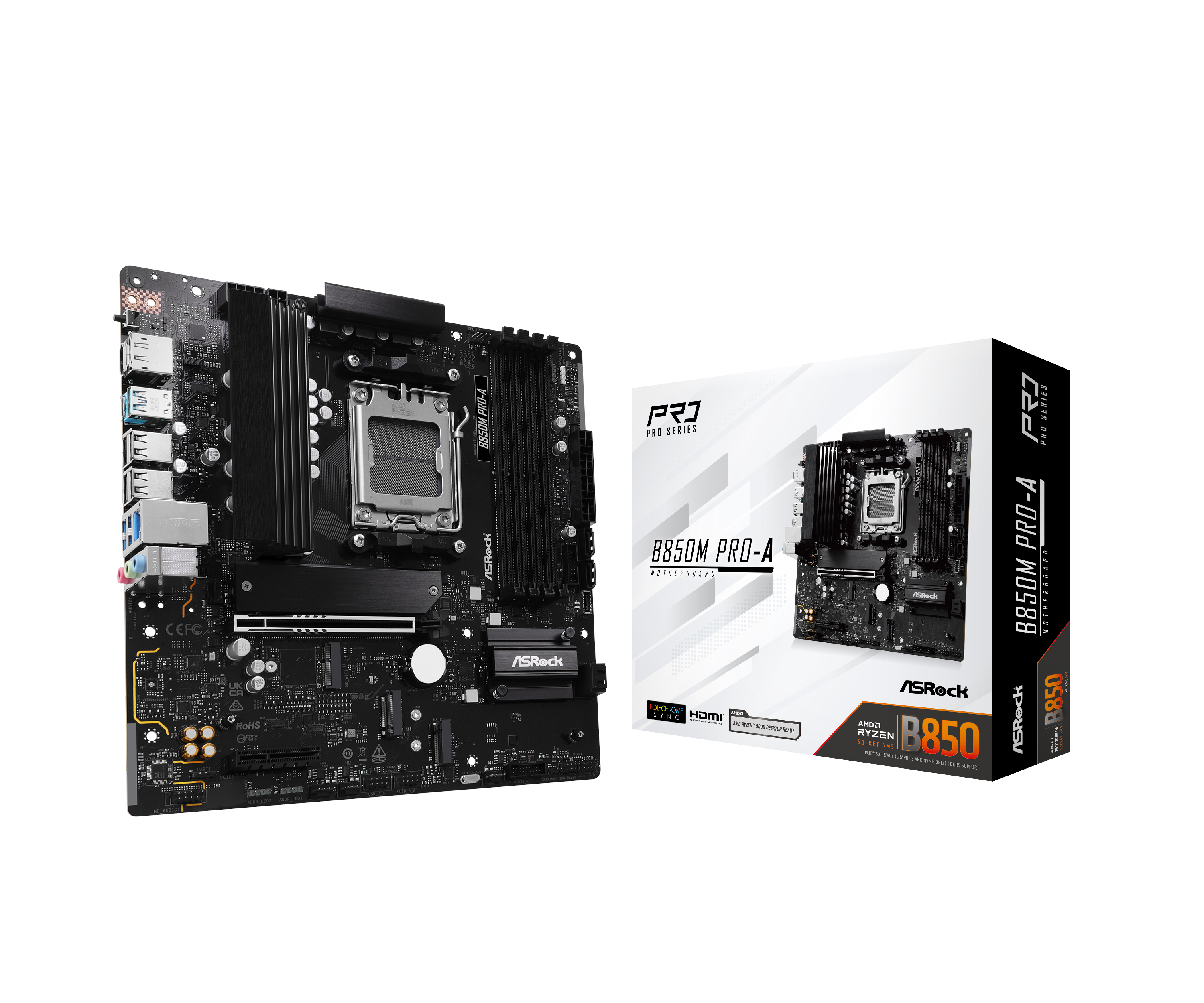 Asrock B850m Pro-a Mainboard - Amd B850 - Amd Am5 - Ddr5 Ram - Micro-atx 90-mxbr80-a0uayz