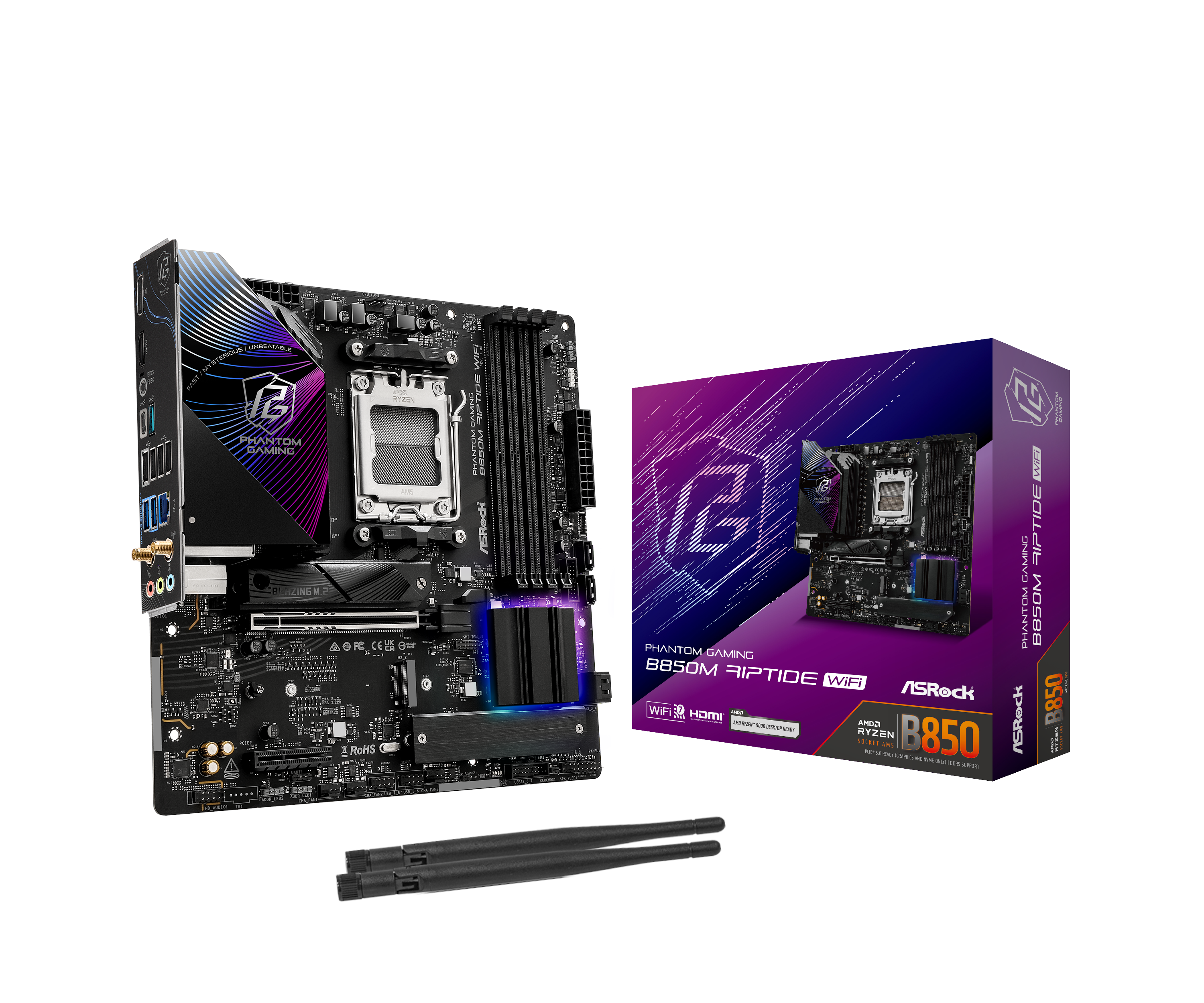 Asrock B850m Riptide Wifi Mainboard - Amd B850 - Amd Am5 - Ddr5 Ram - Micro-atx 90-mxbs30-a0uayz