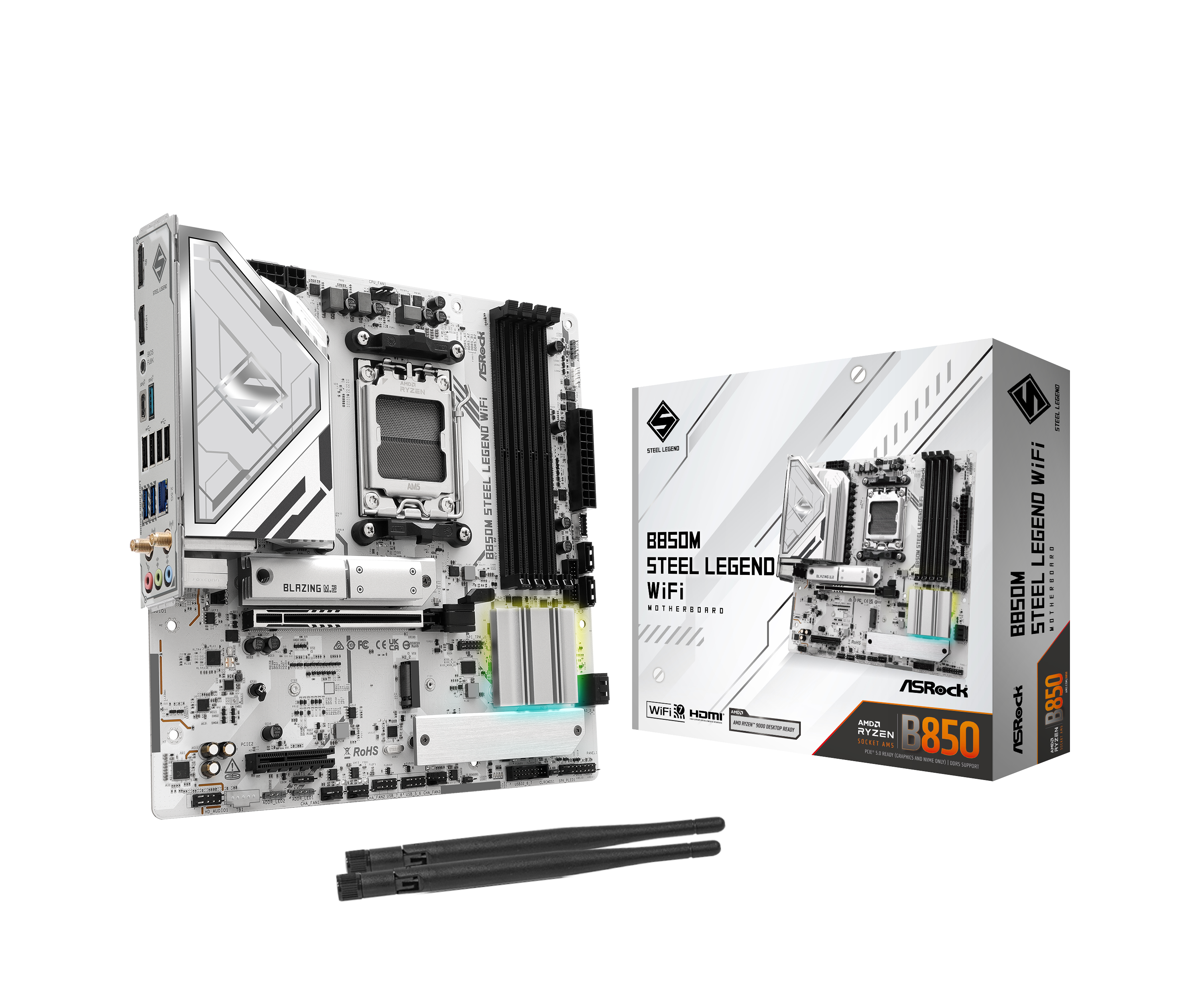 Asrock B850m Steel Legend Wifi Mainboard - Amd B850 - Amd Am5 - Ddr5 Ram - Micro-atx