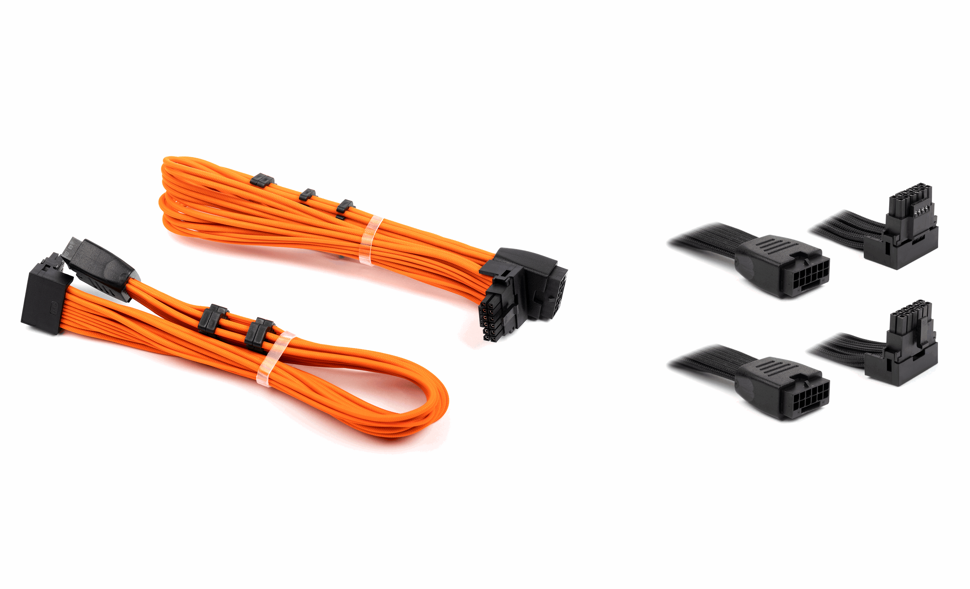 Dutzo Sleeved Pci-e 12v-2x6 Verlängerungskabel Doppelpack - Lock Pin up & Down - Orange - Stromkabel Intern
