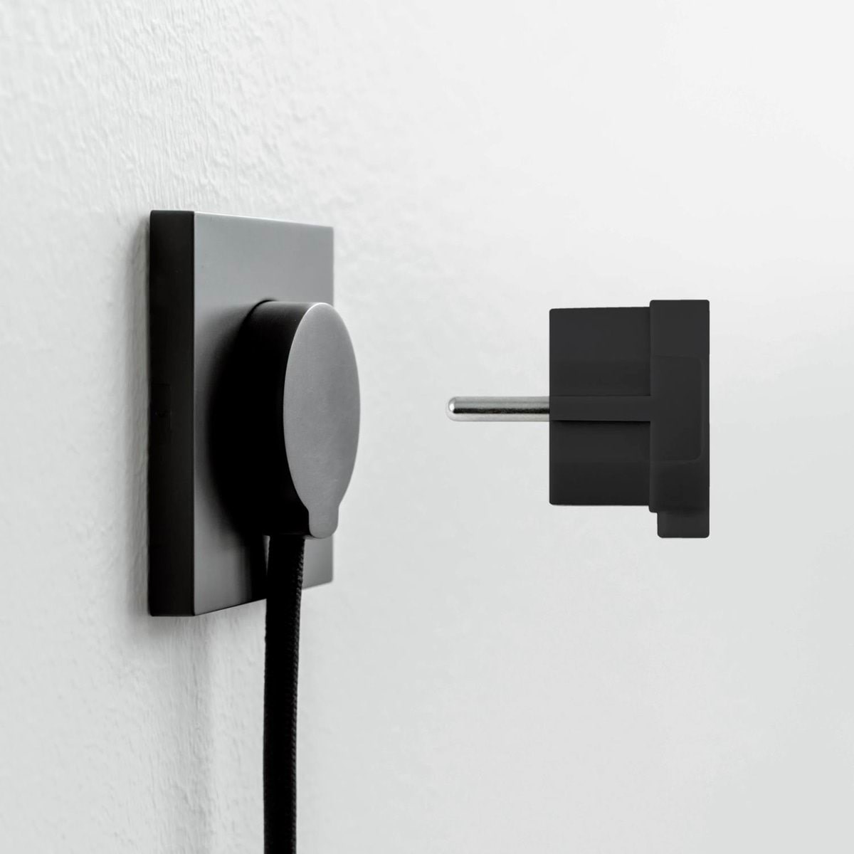 Norm F Flacher Stecker, Mattschwarz (Schuko-standard) - Schaltereinheiten 43022