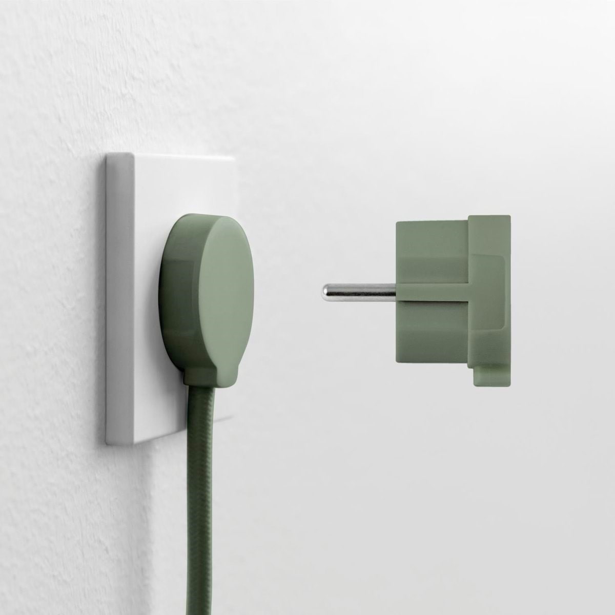 Norm F Flacher Stecker, Mattgrün (Schuko-standard) - Schaltereinheiten 43024