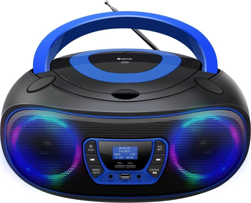 Denver Tdb-212bu - Blue - Dab+ Boombox With Bluetooth & CD Player