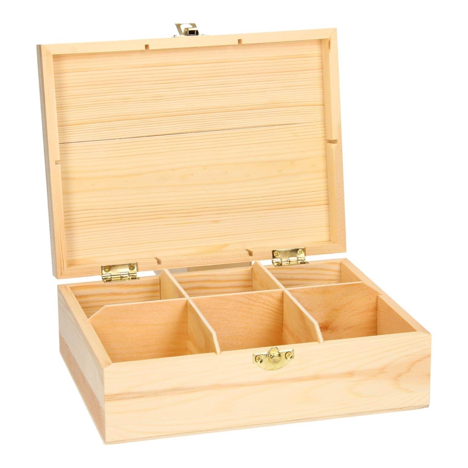 Playwood - Decorate Your Own Wooden Tea Chest 6 Compartments - Kunst Handwerk Ausstattung Sl012