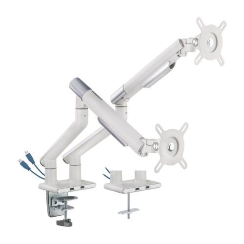 Dutzo Monitorarm Für 2 Monitore (17"-32") - Slim Usb Version (Weiß) - Monitorhalterung Mmasliuw-2