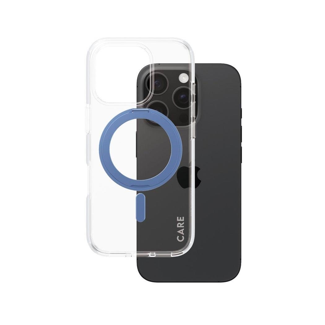 Care by Panzerglass Feature Case Transparent w. Blue Kickstand & Magsafe Iphone 16 Pro - Handys Cover Cases