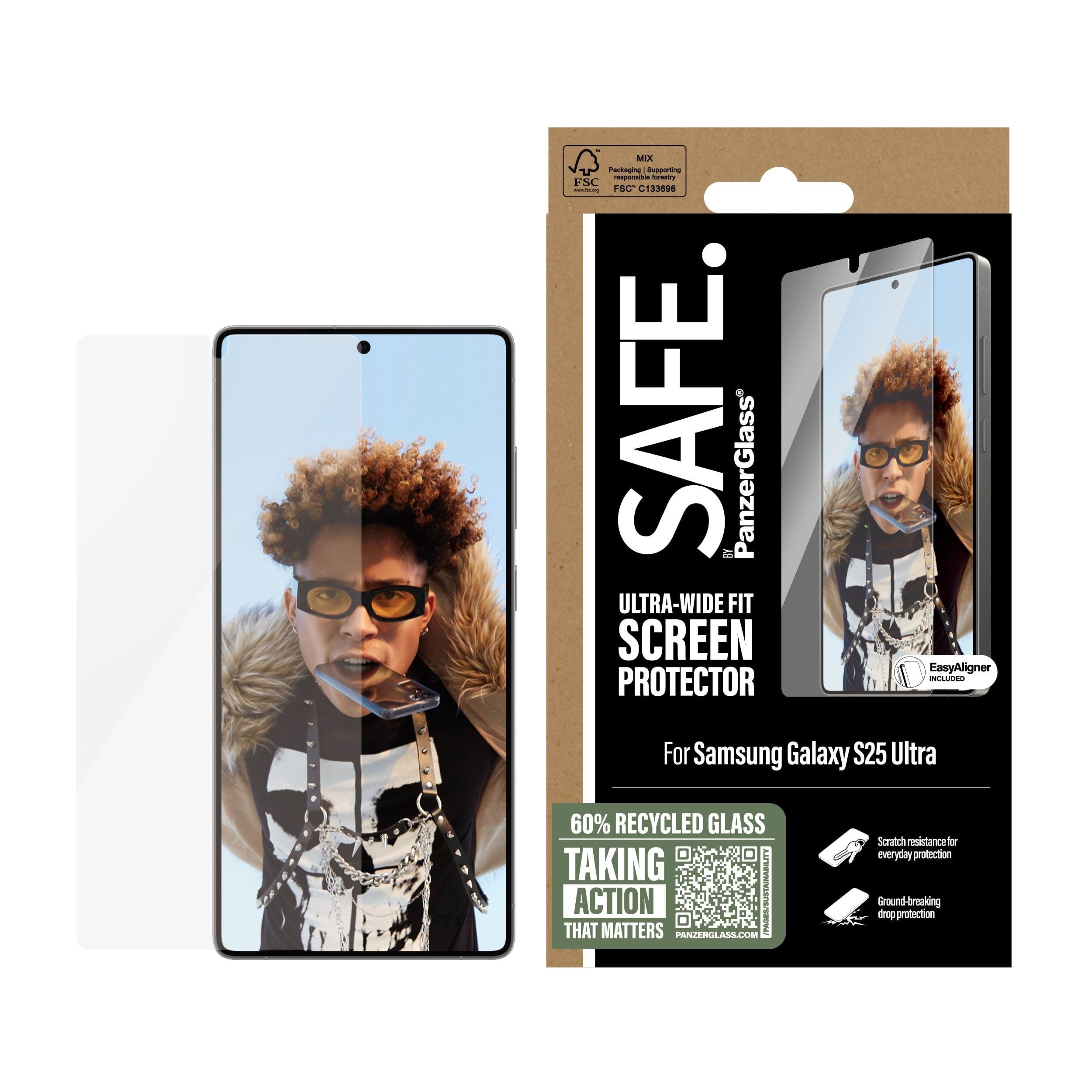 Safe by Panzerglass Screen Protector Samsung Galaxy S25 Ultra | Ultra-wide Fit w. Aligner - Handys Schutzfolie