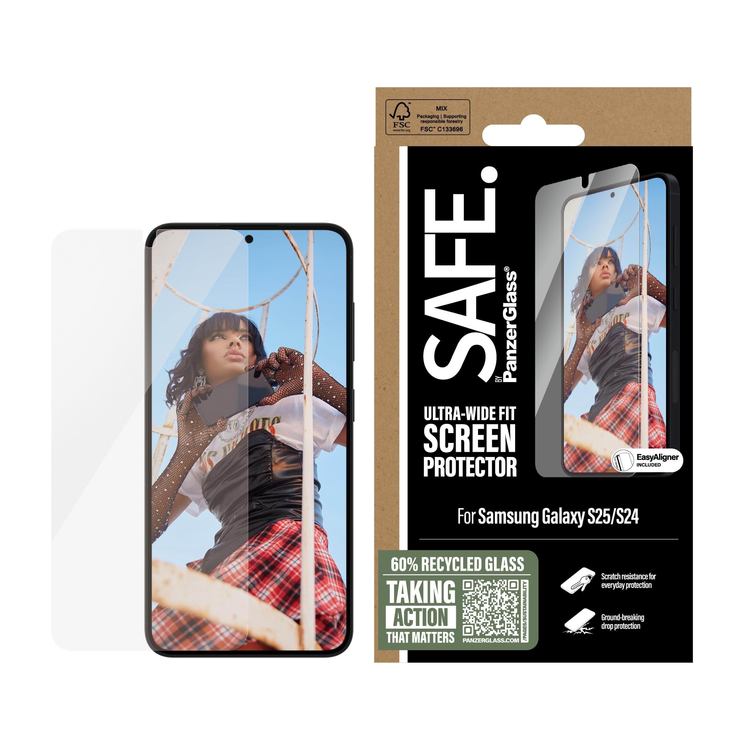 Safe by Panzerglass Screen Protector Samsung Galaxy S25 | Ultra-wide Fit w. Aligner - Handys Schutzfolie