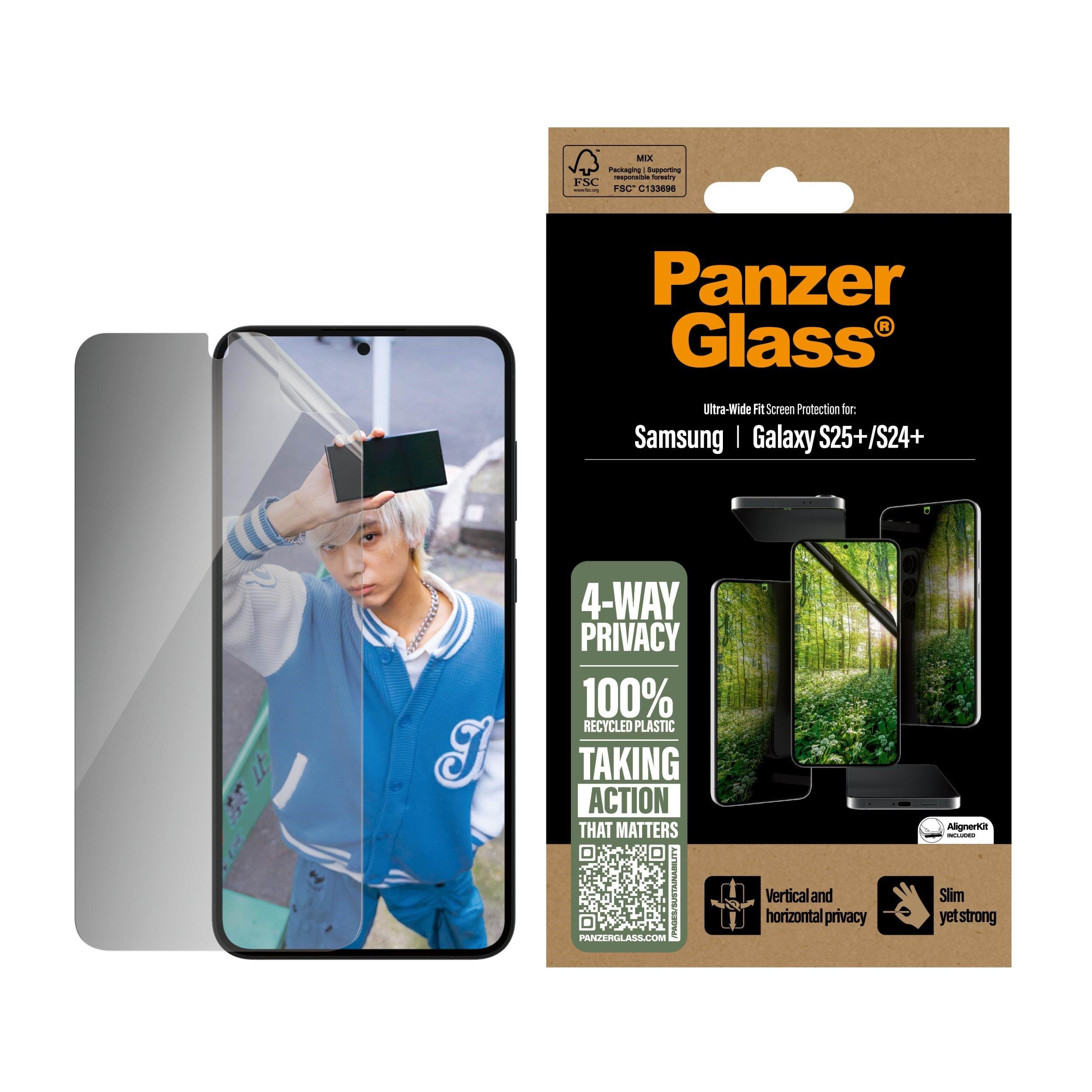 Panzerglass Eco Matrix 4-way Privacy Screen Protector Samsung Galaxy S25+ | Ultra-wide Fit - Handys Schutzfolie