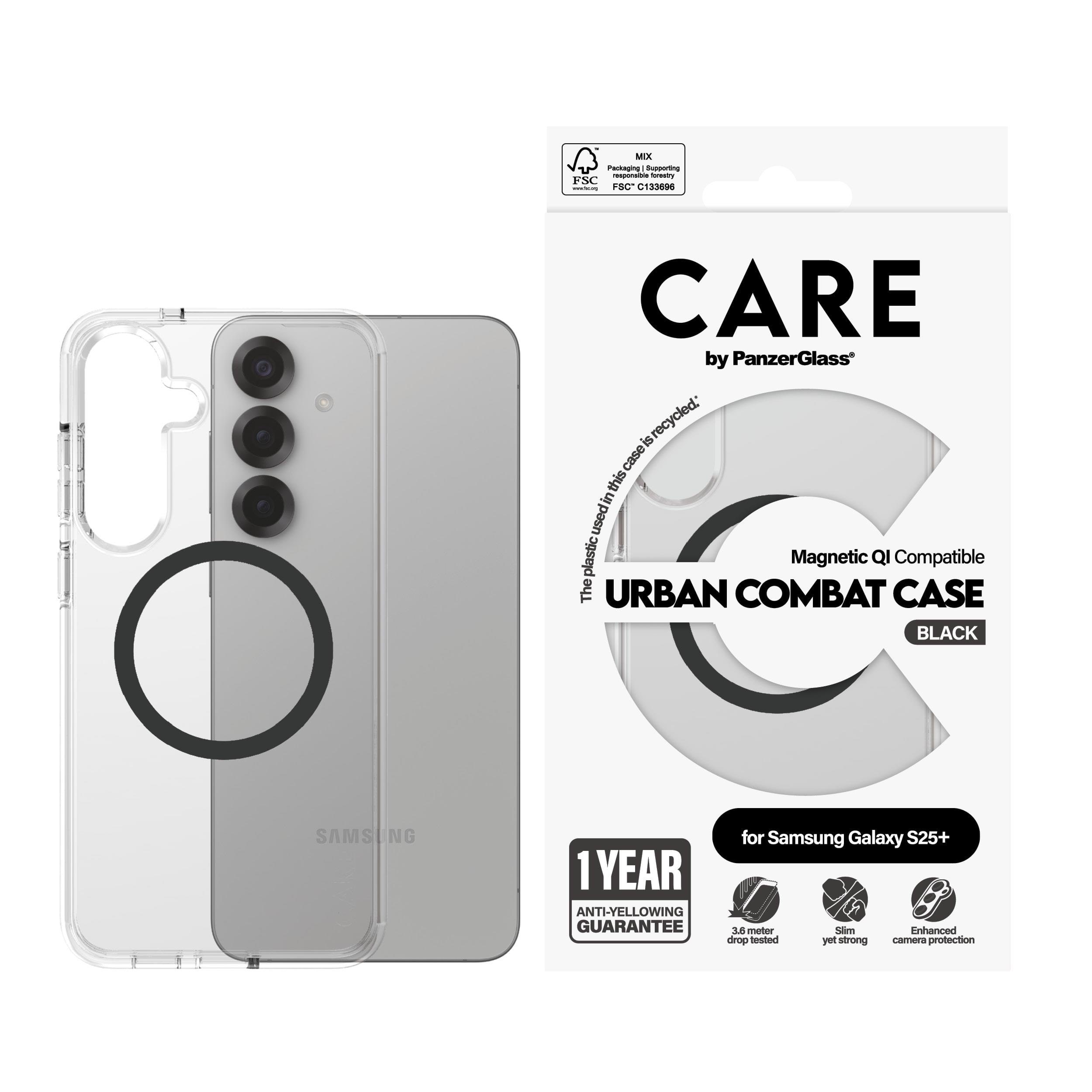 Care by Panzerglass Flagship Case Transparent Urban Combat w. Black QI Compatible Samsung Galaxy S25+ - Handys Cover Cases Crrfubqg37942