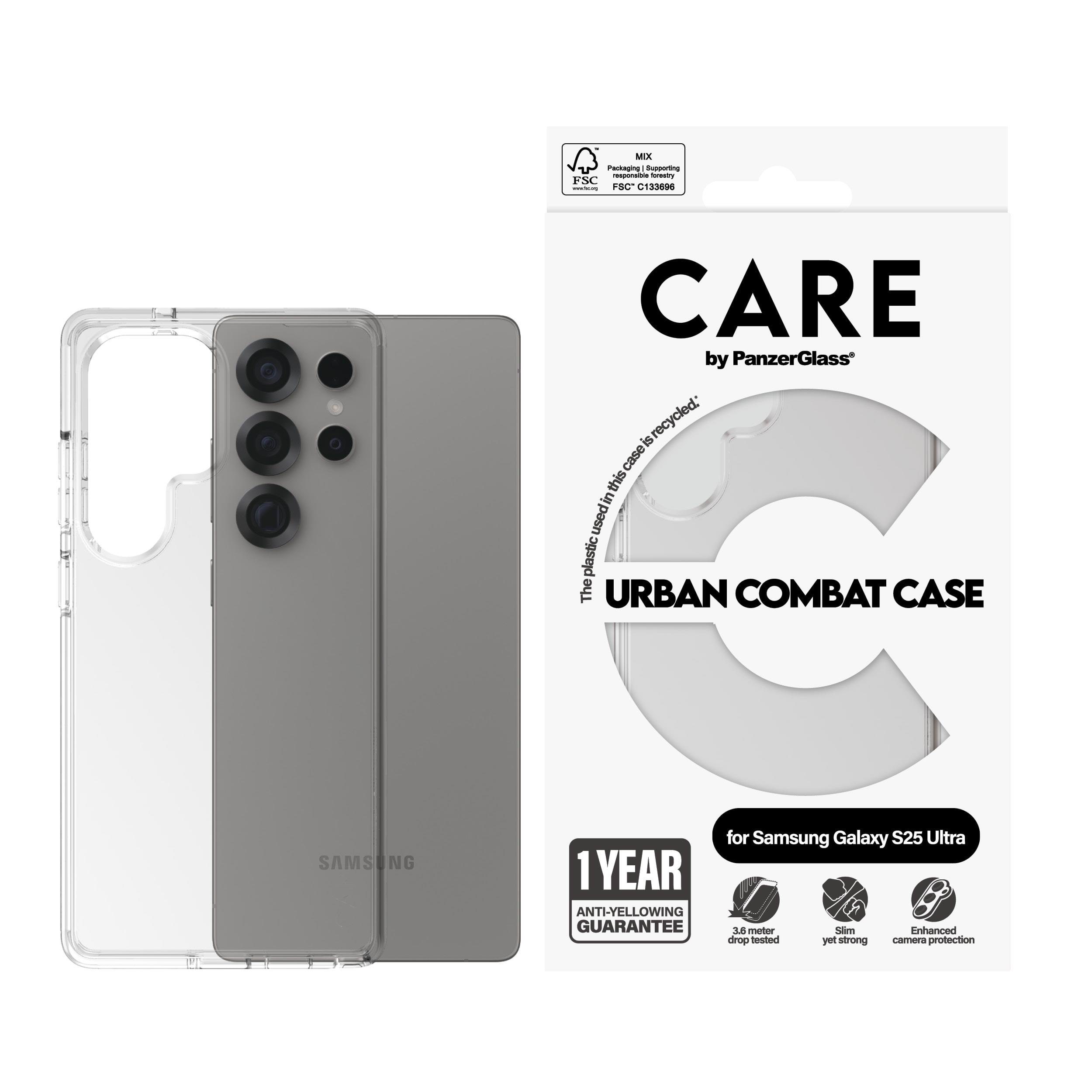 Care by Panzerglass Flagship Case Transparent Urban Combat w. Clear Frame Samsung Galaxy S25 Ultra - Handys Cover Cases